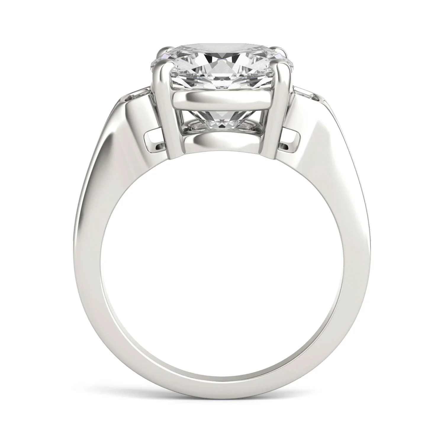 5.04 CTW DEW Cushion Moissanite Side-Stone Engagement Ring in 14K White Gold - Image 4