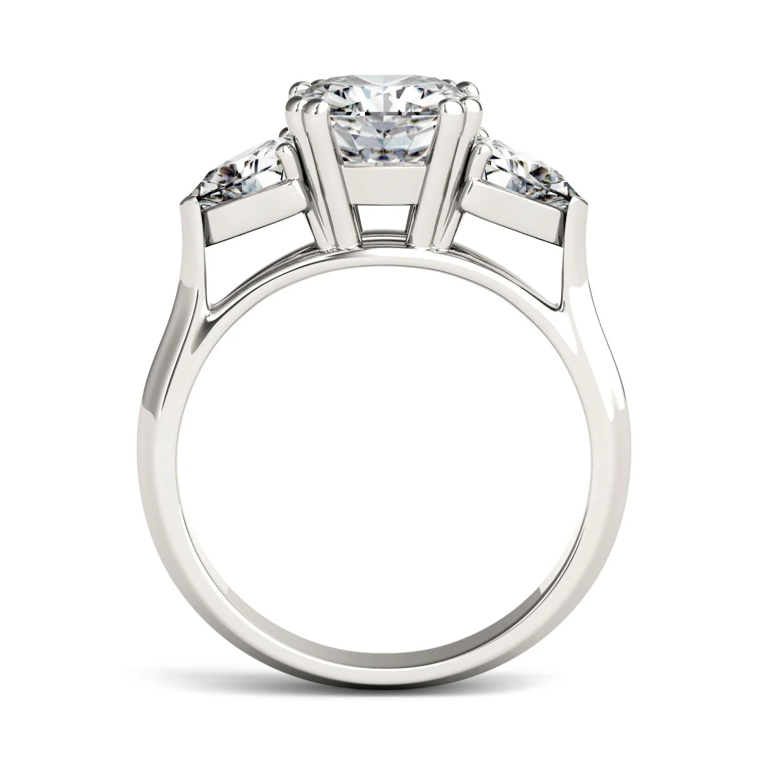 3.00 CTW DEW Cushion Moissanite Three Stone Ring in 14K White Gold - Image 3