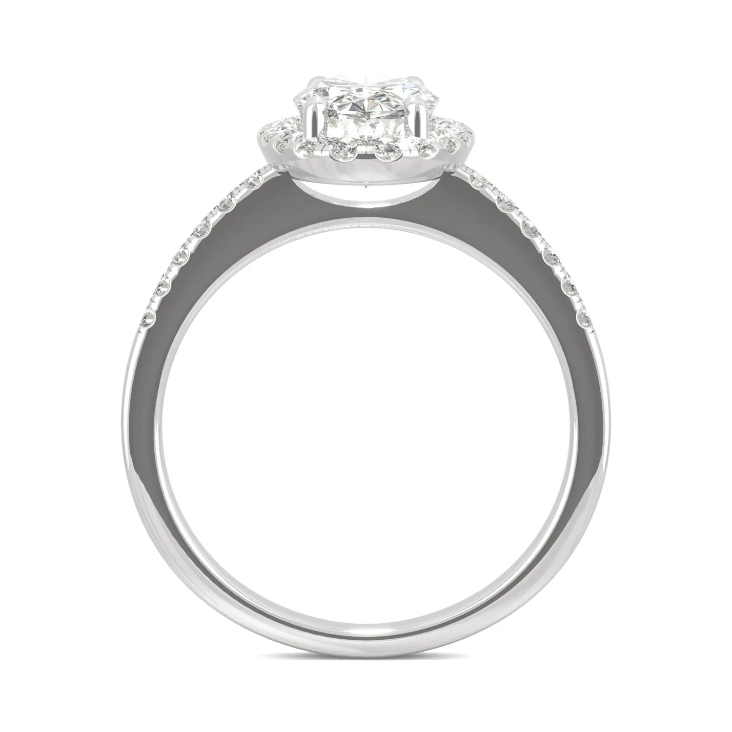 2.62 CTW DEW Elongated Oval Moissanite Halo Ring in 14K White Gold - Image 3