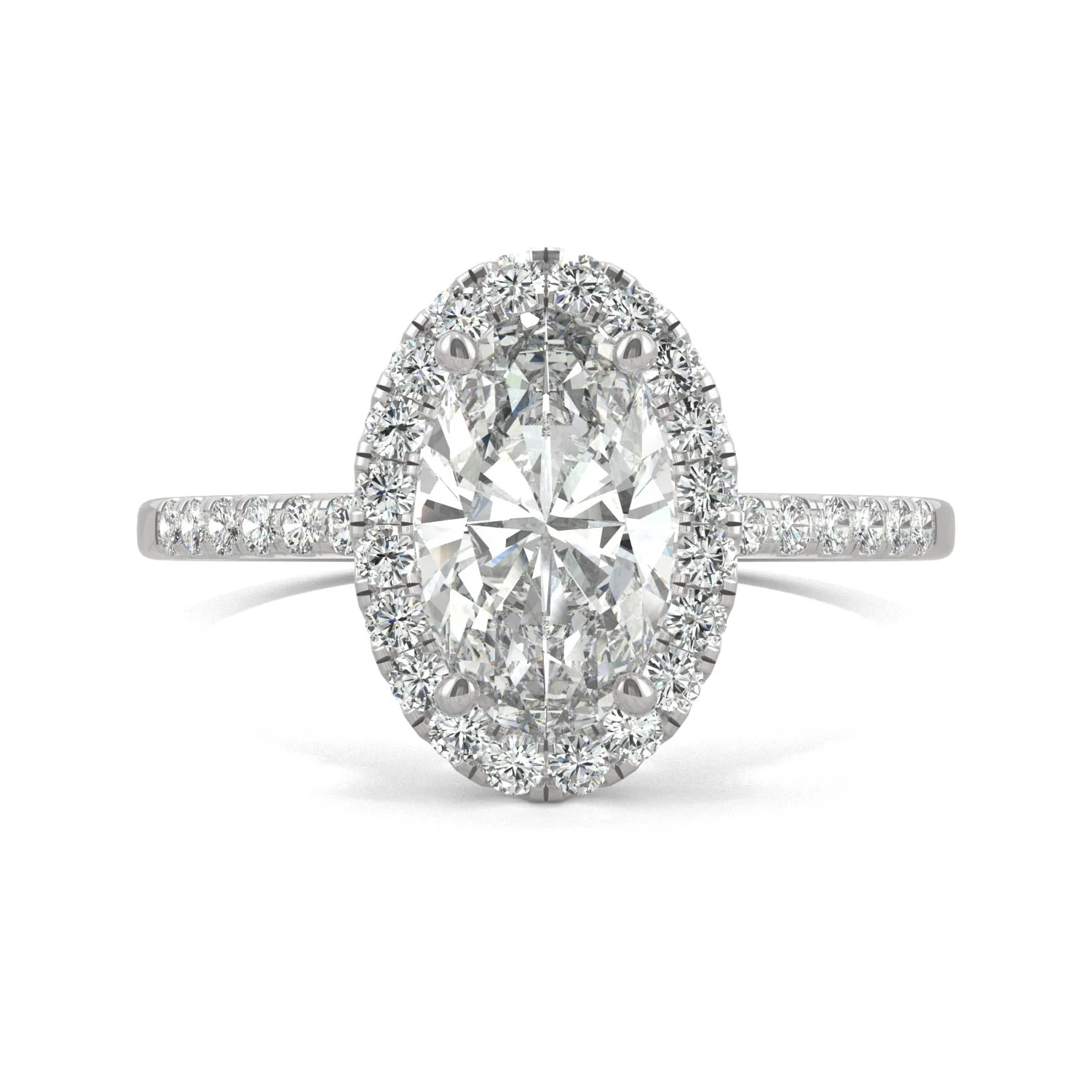 2.62 CTW DEW Elongated Oval Moissanite Halo Ring in 14K White Gold - Image 4
