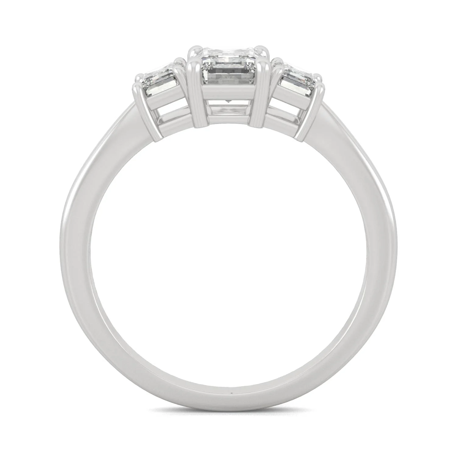 1.55 CTW DEW Emerald Moissanite Three-Stone Ring in 14K White Gold - Image 3