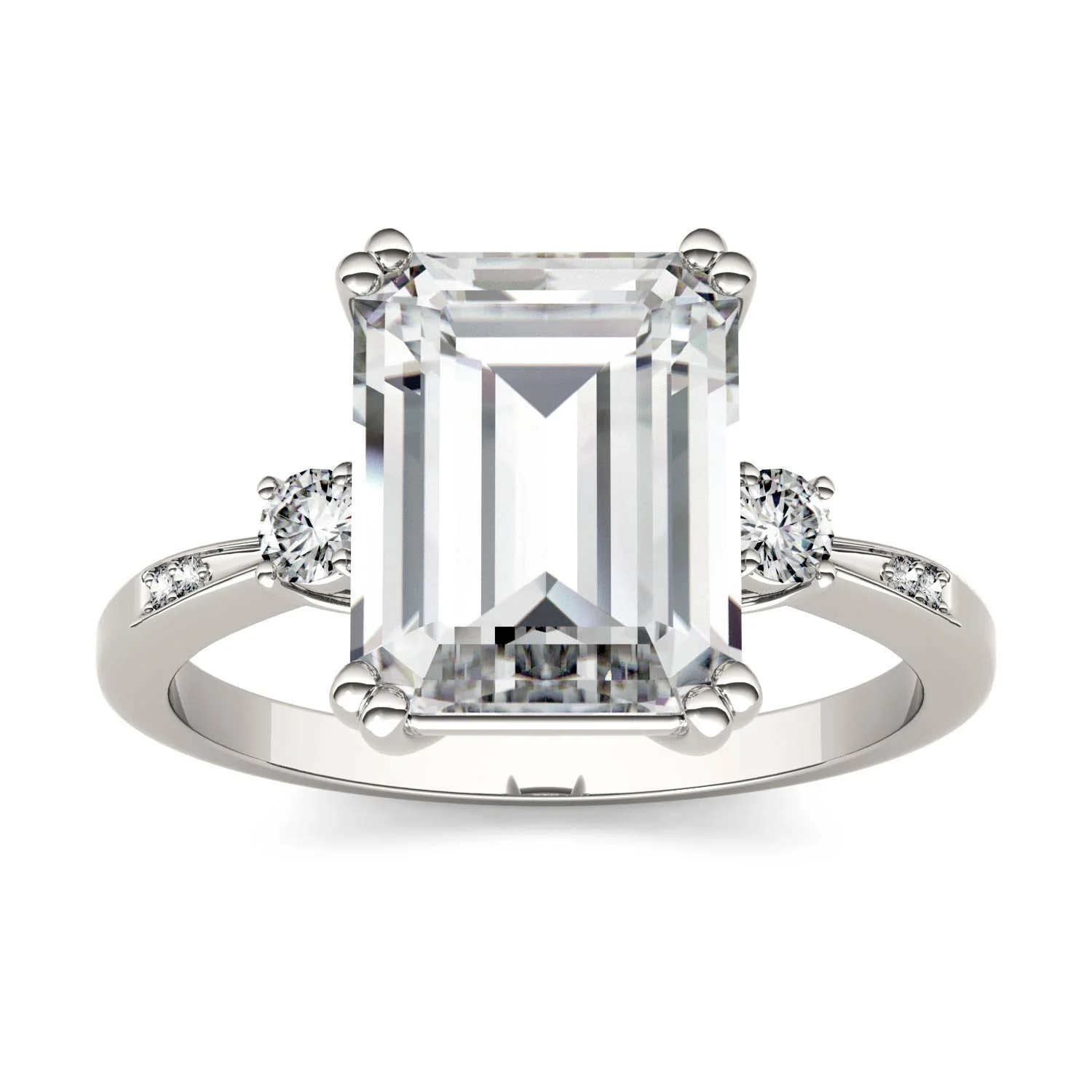 3.69 CTW DEW Emerald Moissanite Ring in 14K White Gold