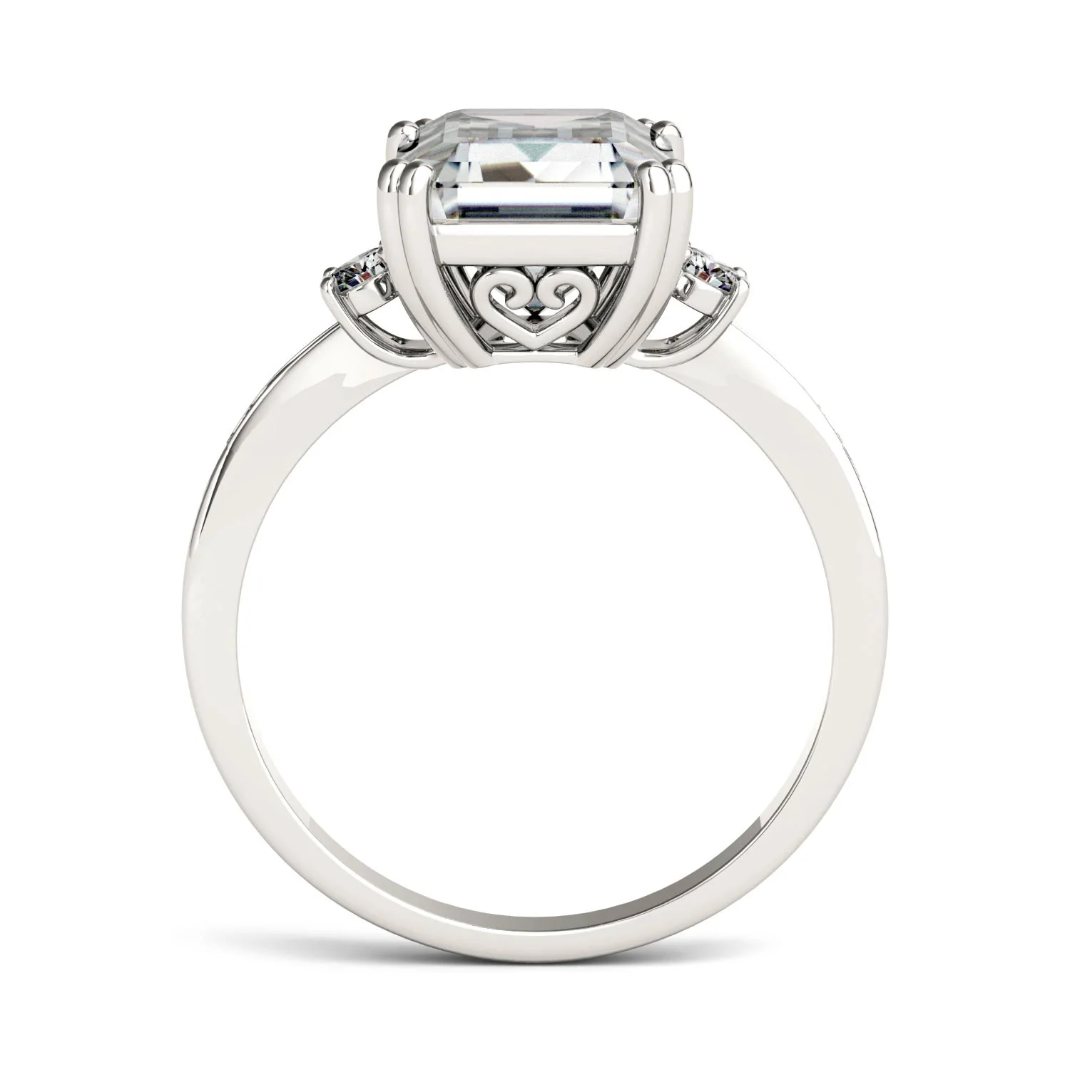 3.69 CTW DEW Emerald Moissanite Ring in 14K White Gold - Image 3