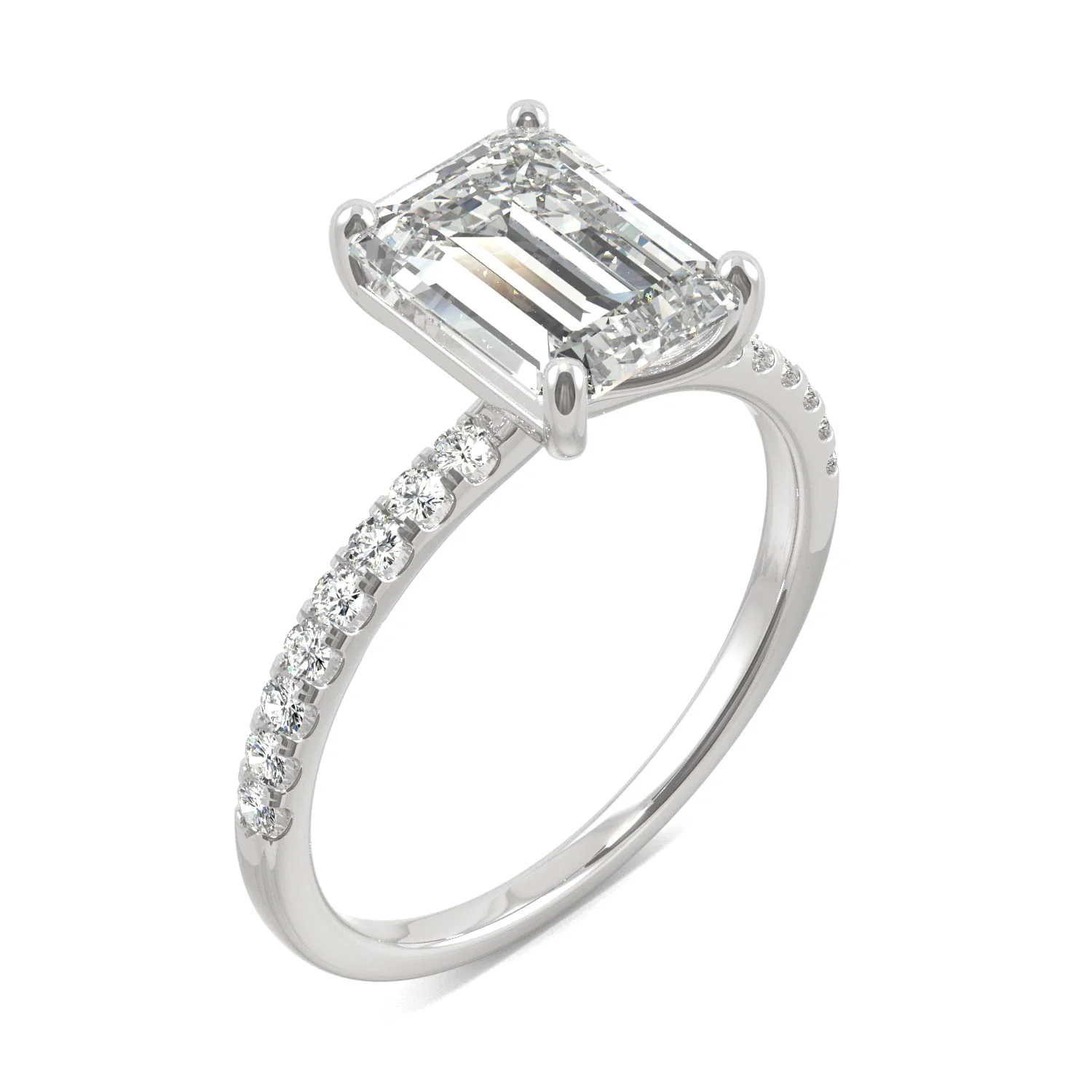 2.76 CTW DEW Emerald Moissanite Ring in 14K White Gold - Image 2