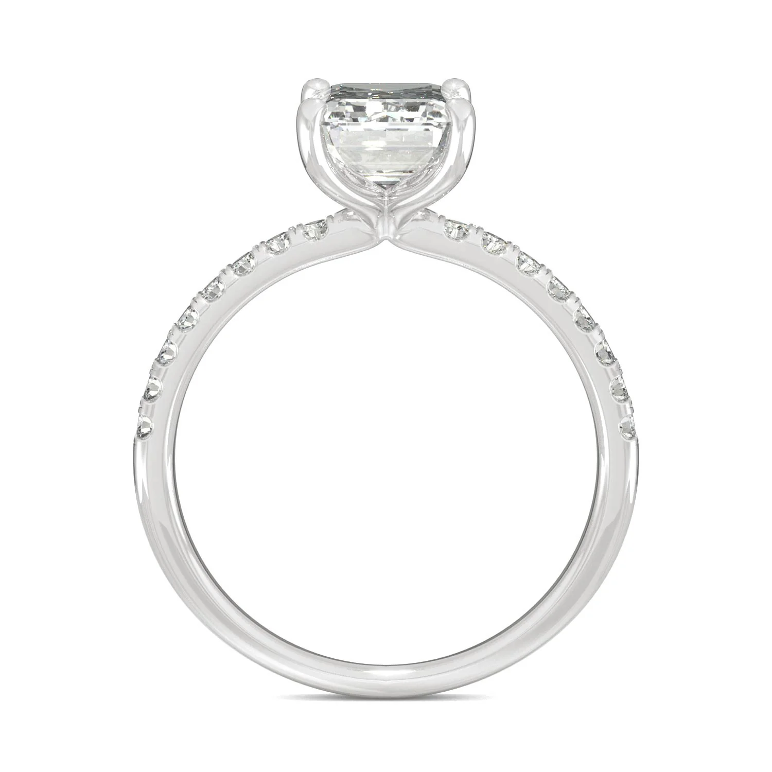 2.76 CTW DEW Emerald Moissanite Ring in 14K White Gold - Image 3