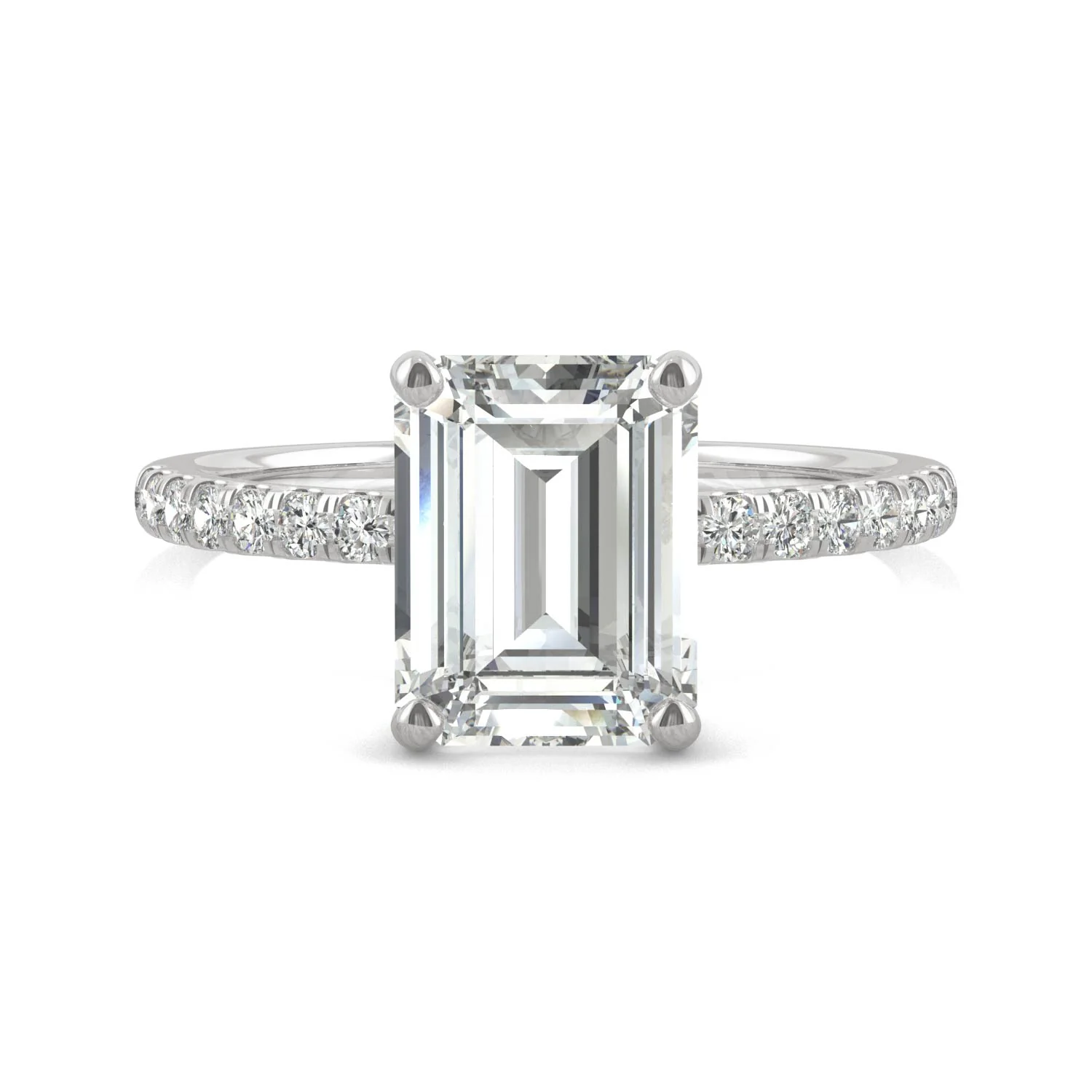 2.76 CTW DEW Emerald Moissanite Ring in 14K White Gold - Image 4