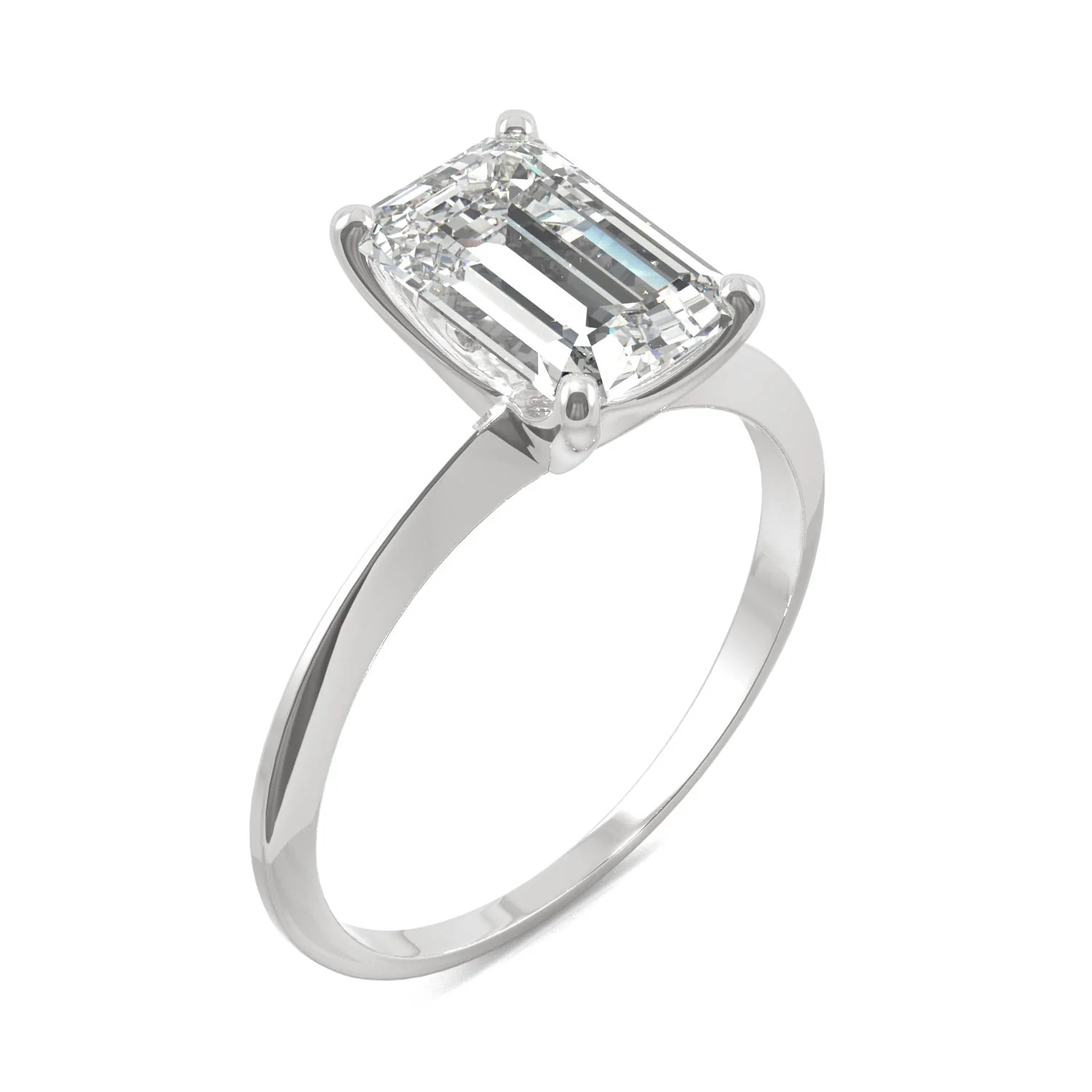 2.52 CTW DEW Emerald Moissanite Solitaire Engagement Ring in 14K White Gold - Image 2