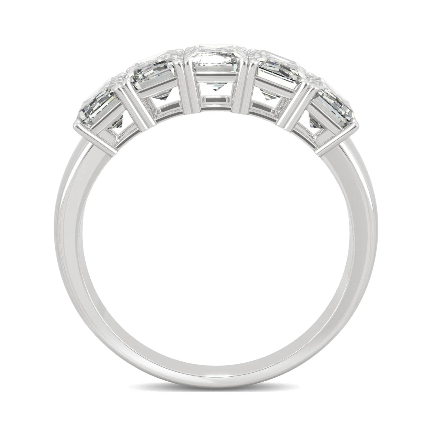 2.90 CTW DEW Emerald Moissanite Five-Stone Anniversary Band in 14K White Gold - Image 3