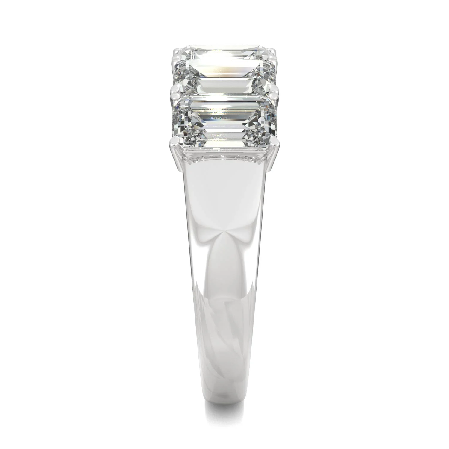 2.90 CTW DEW Emerald Moissanite Five-Stone Anniversary Band in 14K White Gold - Image 5