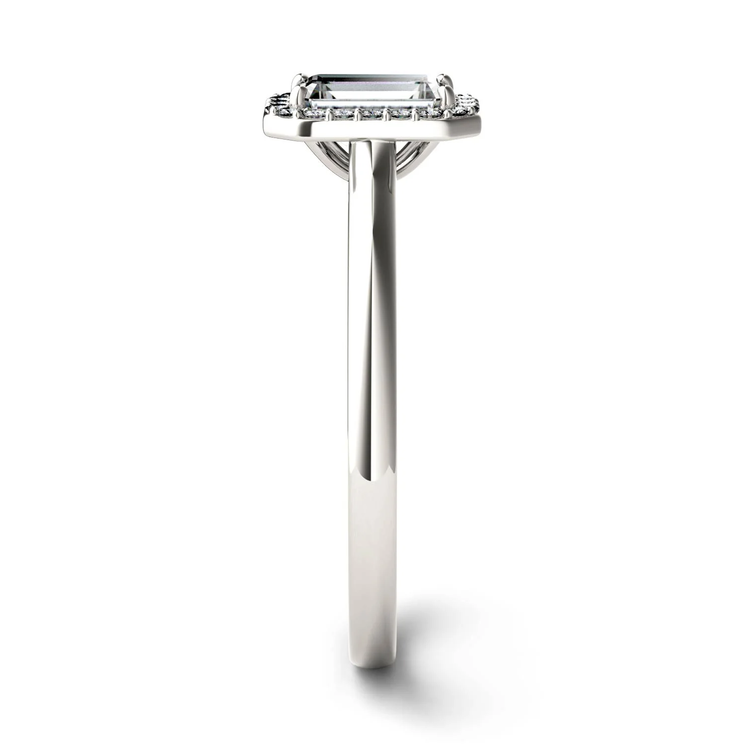 0.68 CTW DEW Emerald Moissanite Halo Ring in 14K White Gold - Image 5
