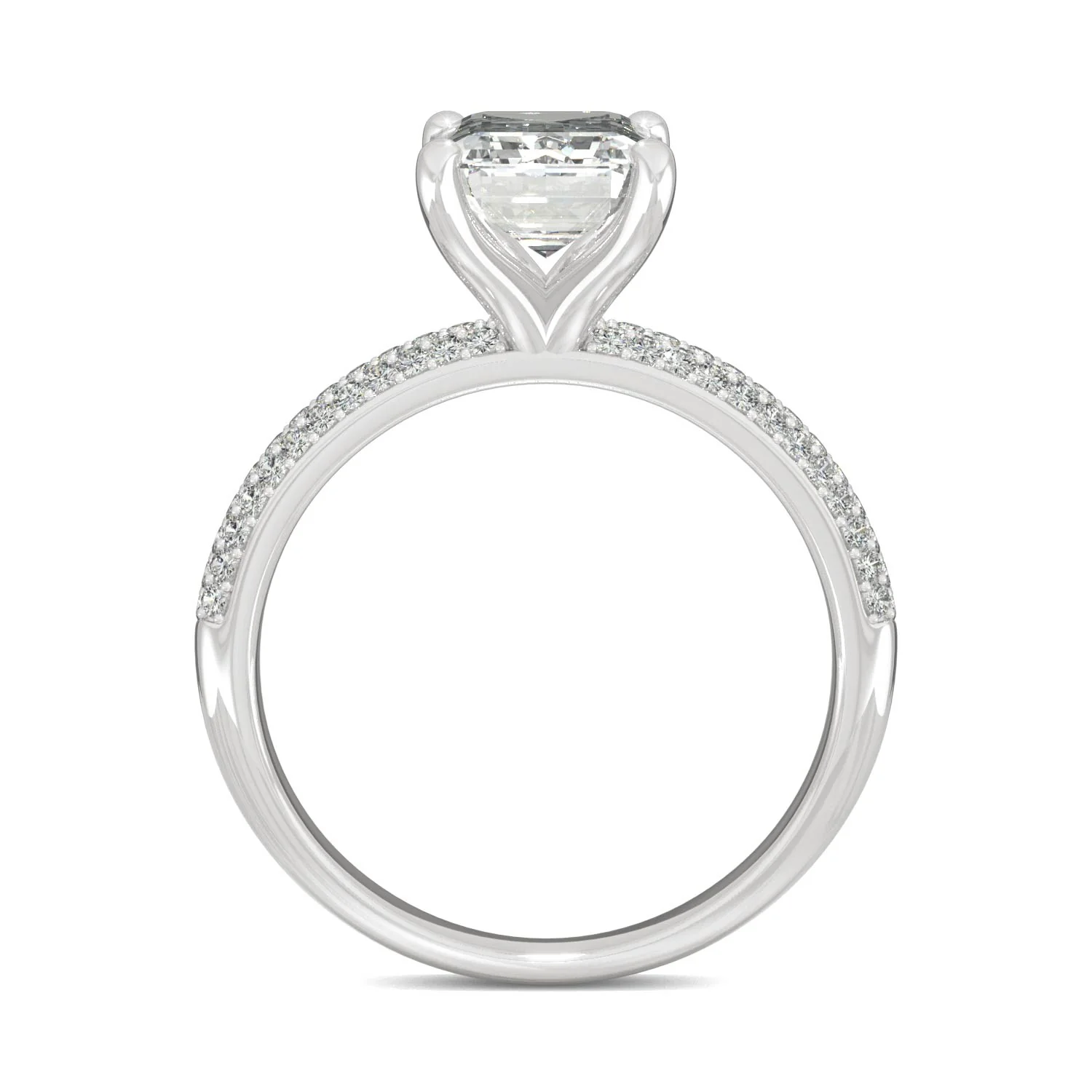 2.73 CTW DEW Emerald Moissanite Pavé Engagement Ring in 14K White Gold - Image 3