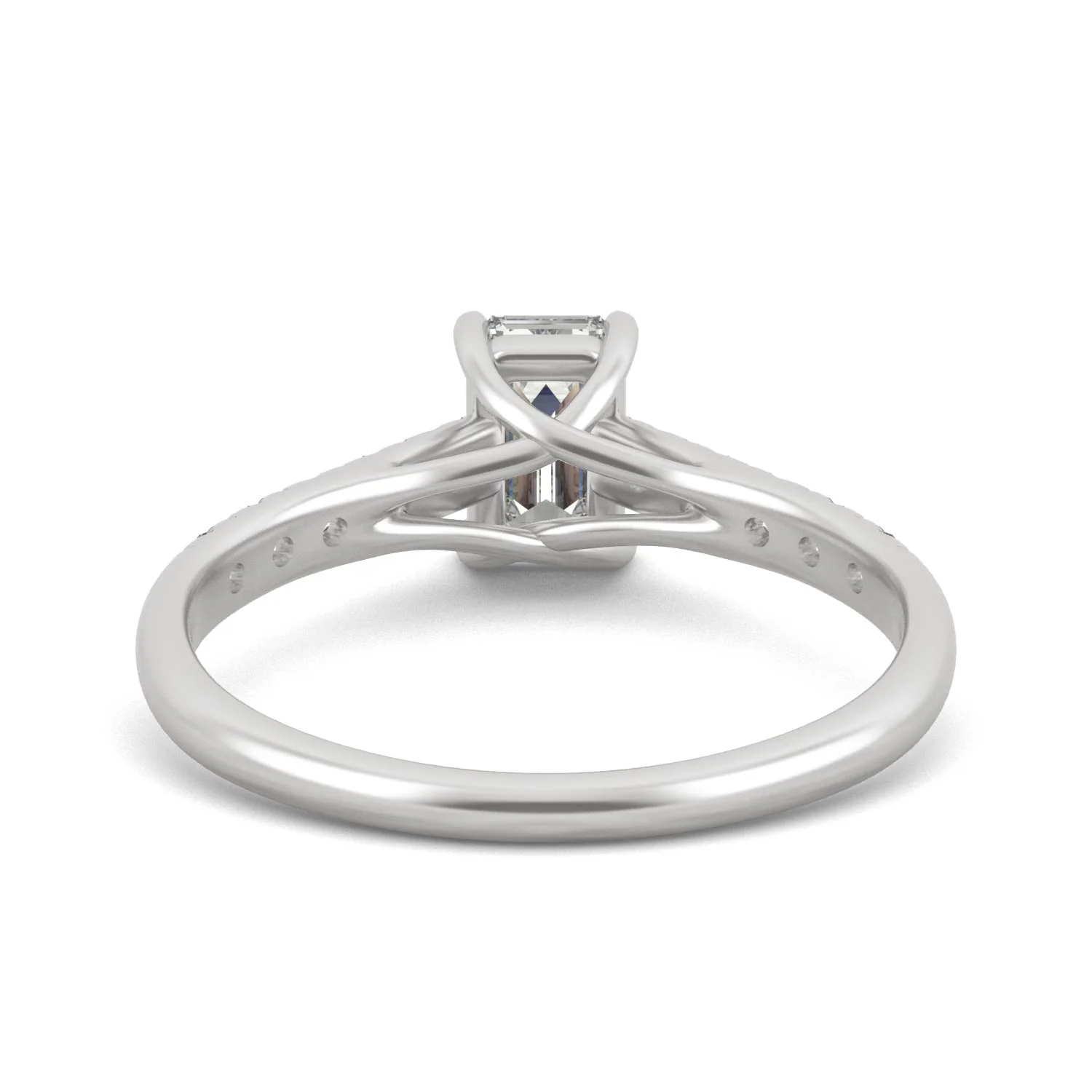 1.24 CTW DEW Emerald Moissanite Side-Stone Engagement Ring in 14K White Gold - Image 6