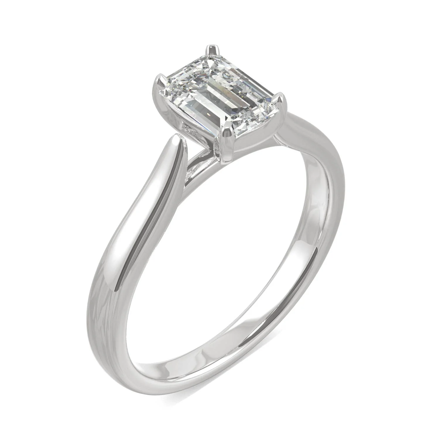 1.00 CTW DEW Emerald Moissanite Solitaire Ring in 14K White Gold - Image 2