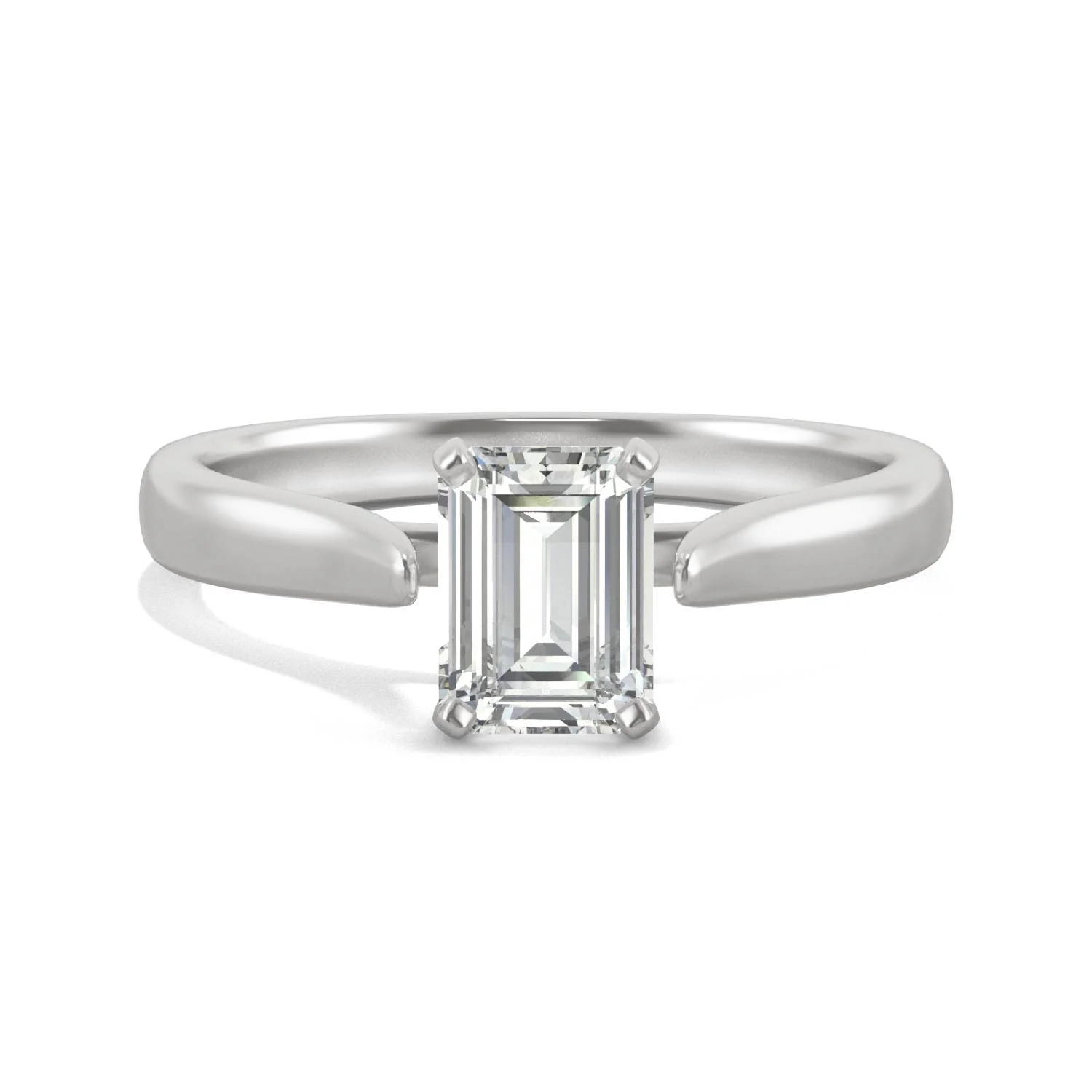 1.00 CTW DEW Emerald Moissanite Solitaire Ring in 14K White Gold - Image 4