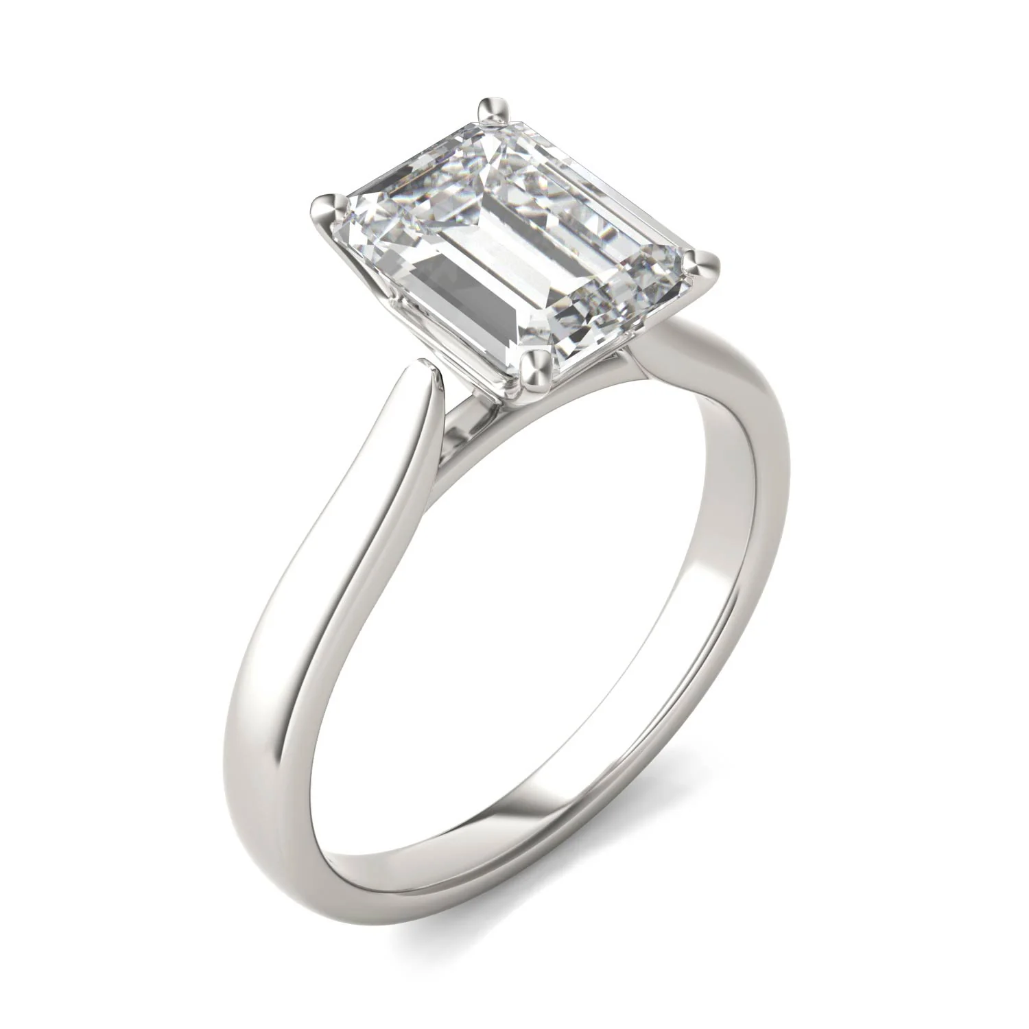 2.52 CTW DEW Emerald Moissanite Solitaire Ring in 14K White Gold - Image 2