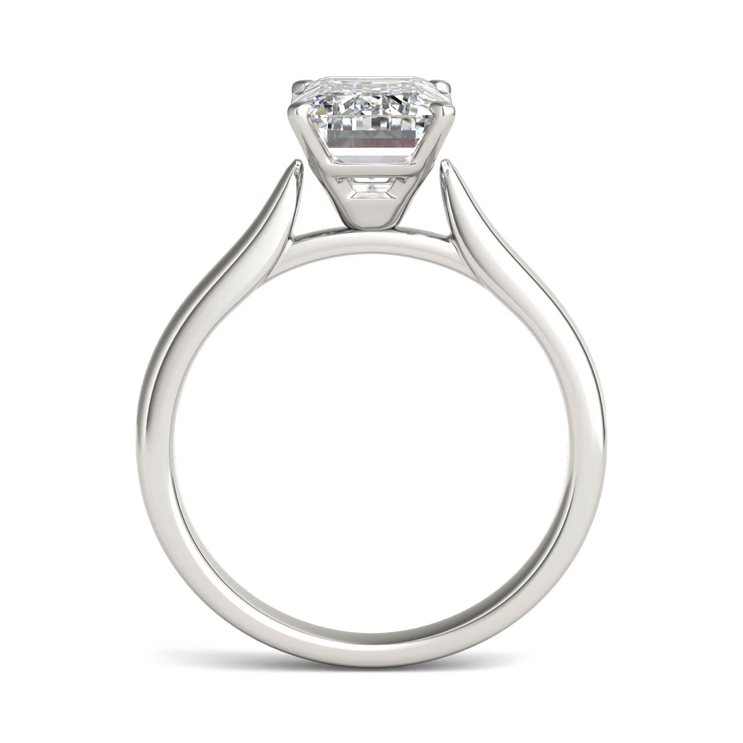 2.52 CTW DEW Emerald Moissanite Solitaire Ring in 14K White Gold - Image 3