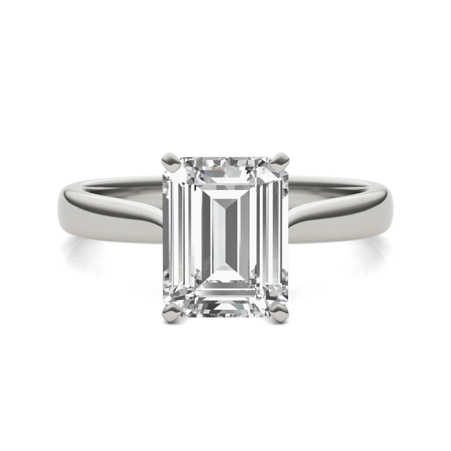 2.52 CTW DEW Emerald Moissanite Solitaire Ring in 14K White Gold - Image 4