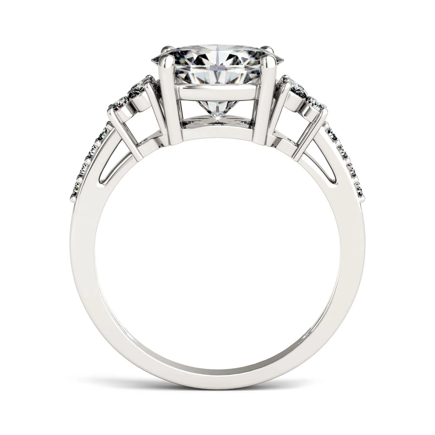 2.30 CTW DEW Oval Moissanite Engagement Ring in 14K White Gold - Image 3