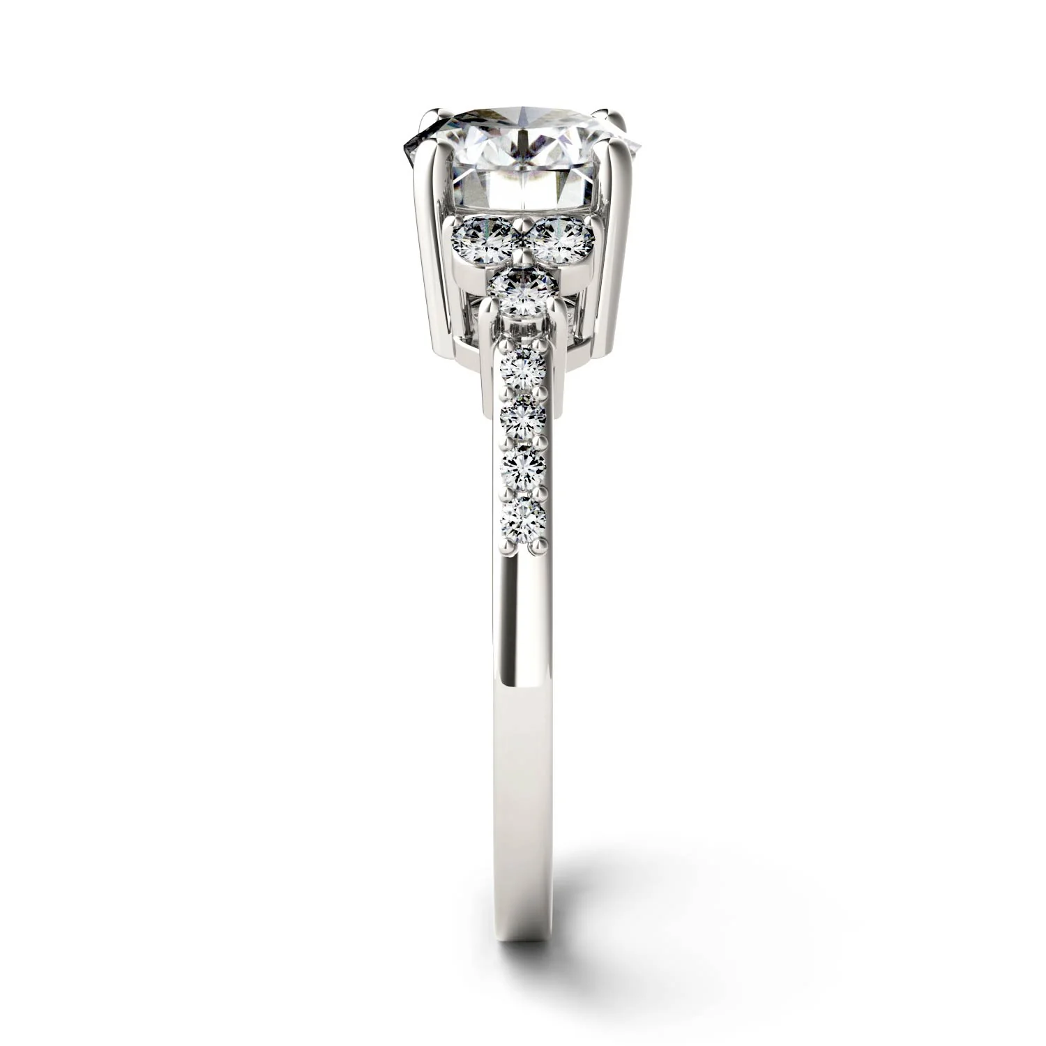 2.30 CTW DEW Oval Moissanite Engagement Ring in 14K White Gold - Image 5