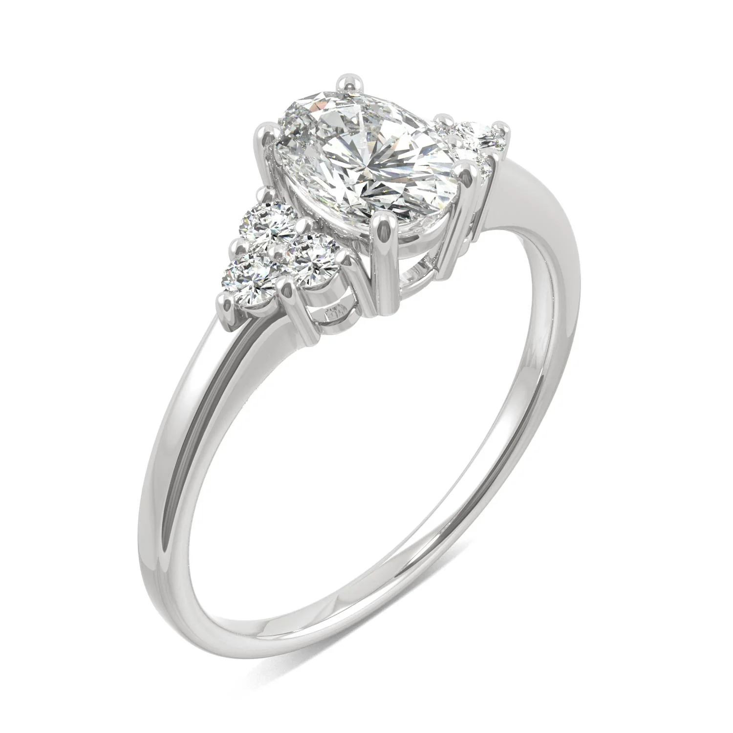 1.08 CTW DEW Oval Moissanite Engagement Ring in 14K White Gold - Image 2