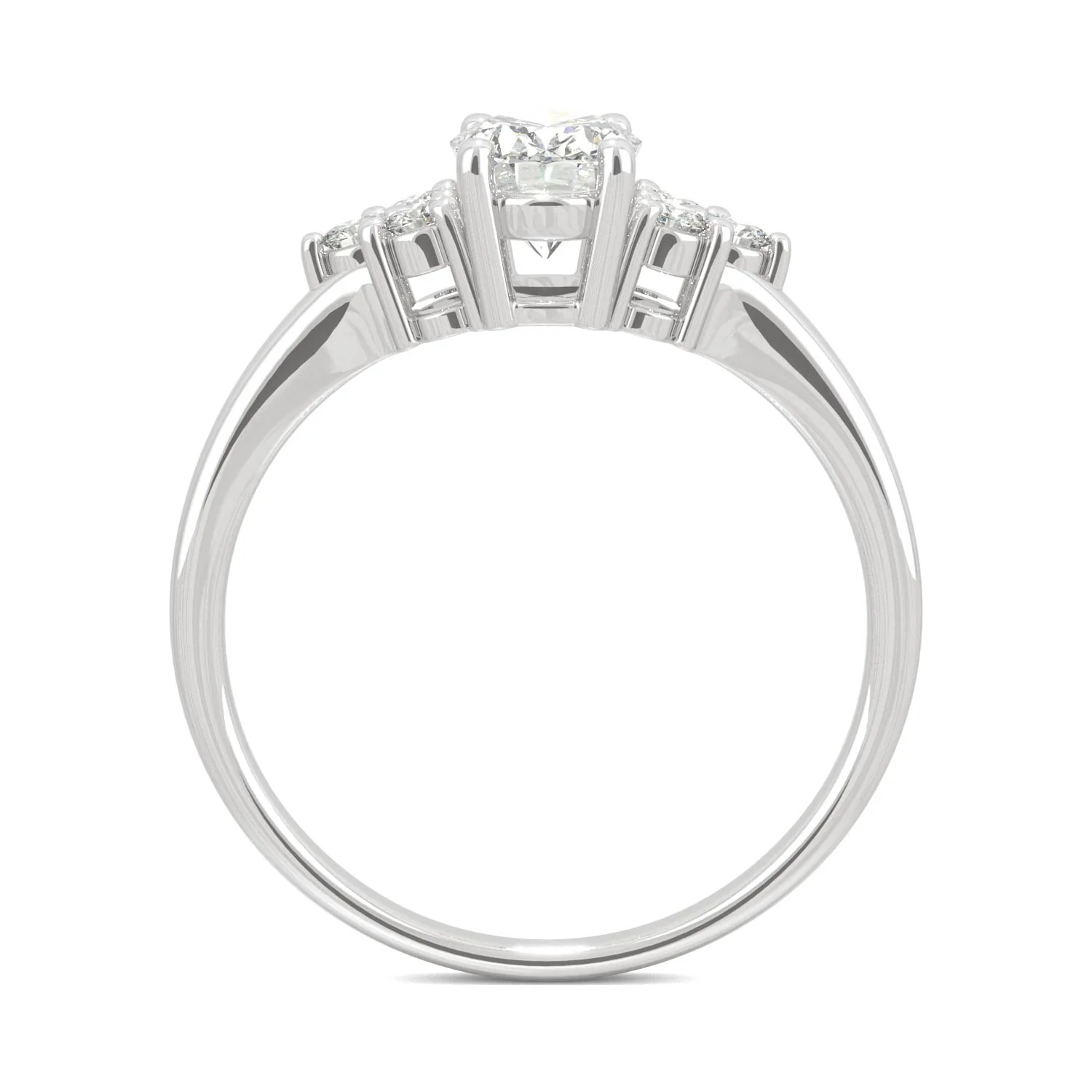 1.08 CTW DEW Oval Moissanite Engagement Ring in 14K White Gold - Image 3