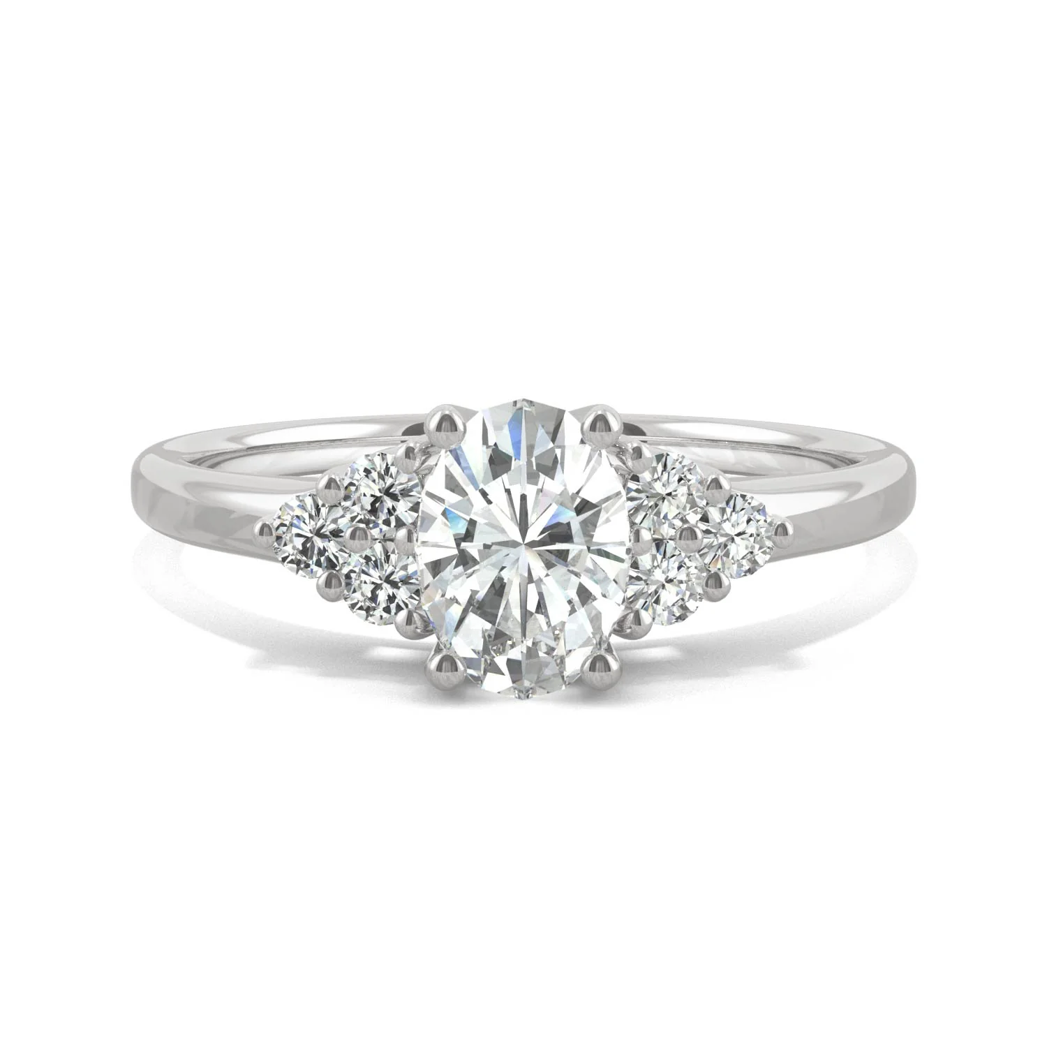 1.08 CTW DEW Oval Moissanite Engagement Ring in 14K White Gold - Image 4