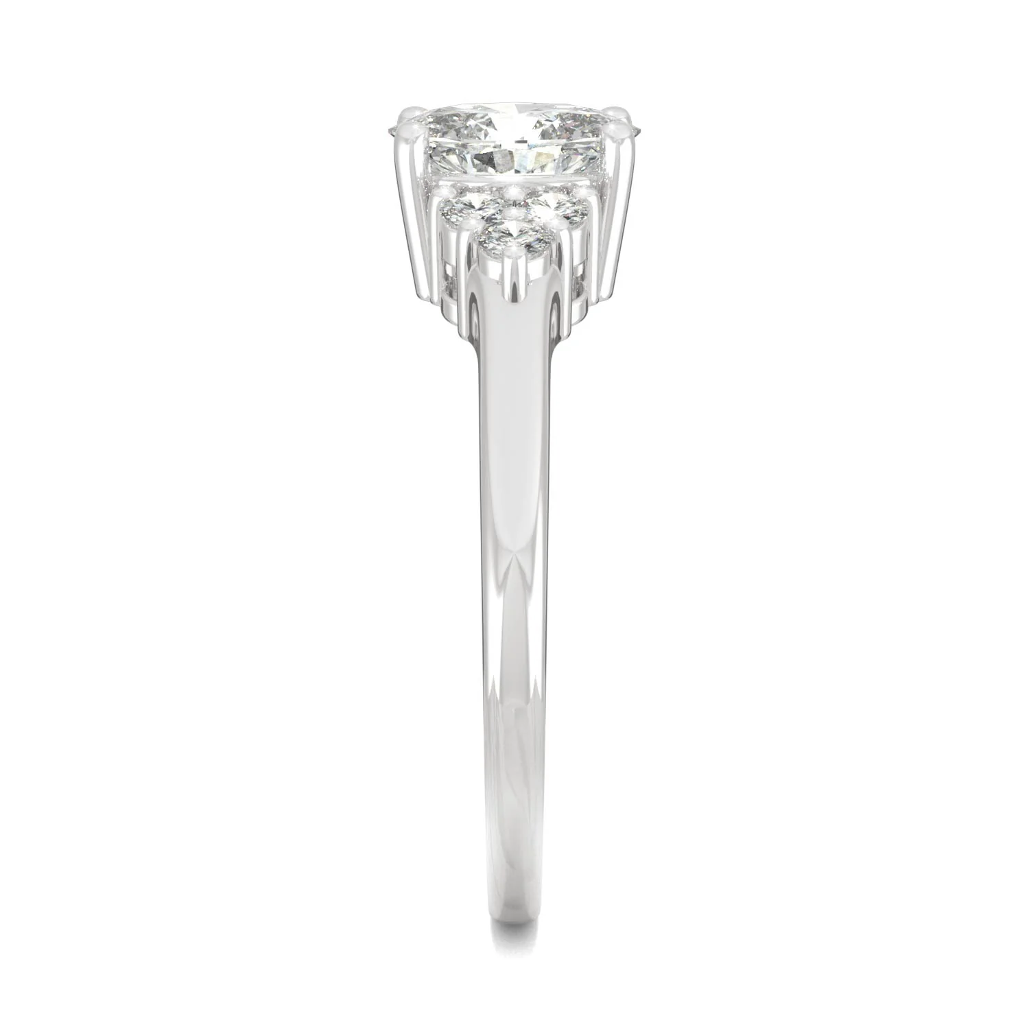 1.08 CTW DEW Oval Moissanite Engagement Ring in 14K White Gold - Image 5