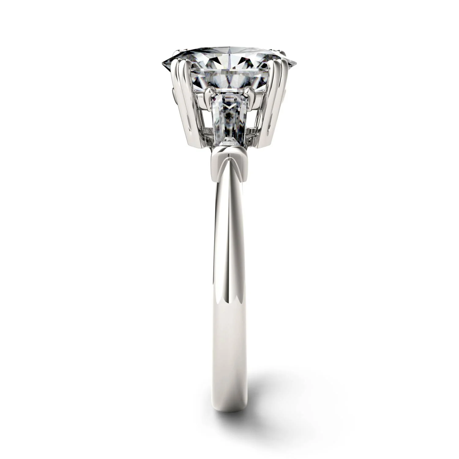 2.47 CTW DEW Oval Moissanite Three-Stone Engagement Ring in 14K White Gold - Image 5