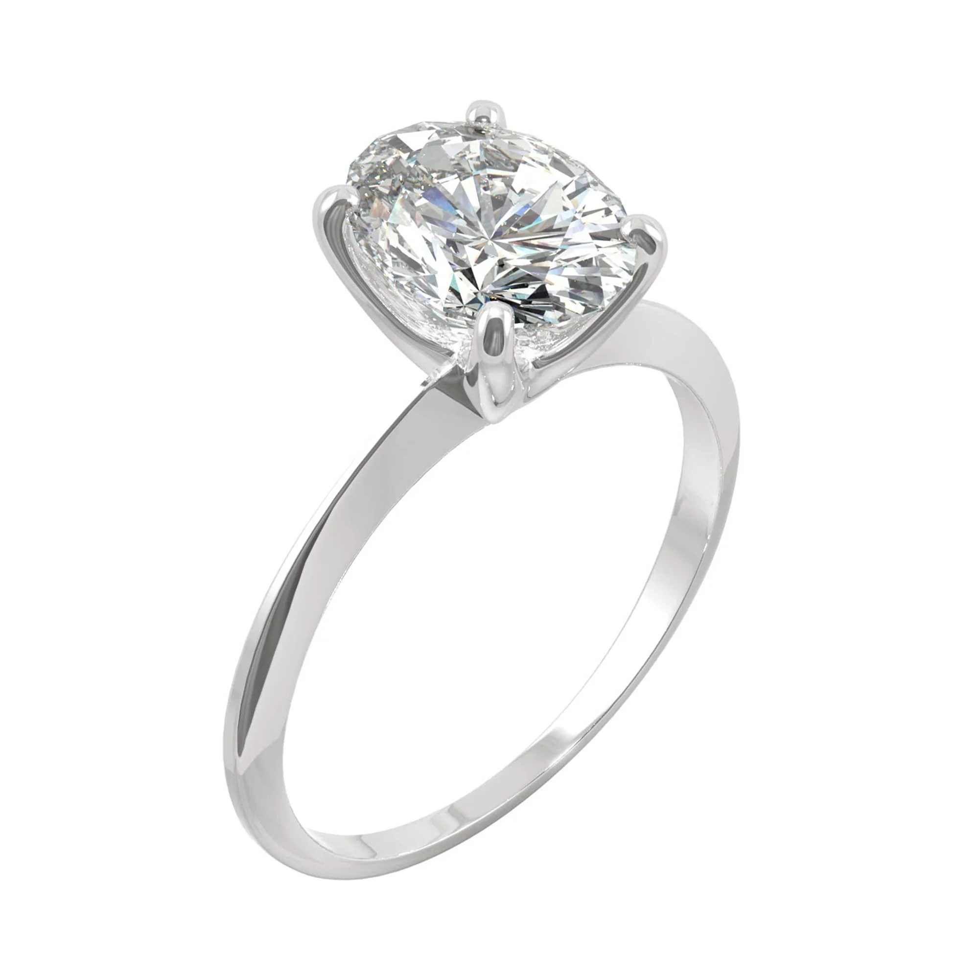 2.10 CTW DEW Oval Moissanite Solitaire Engagement Ring in 14K White Gold - Image 2