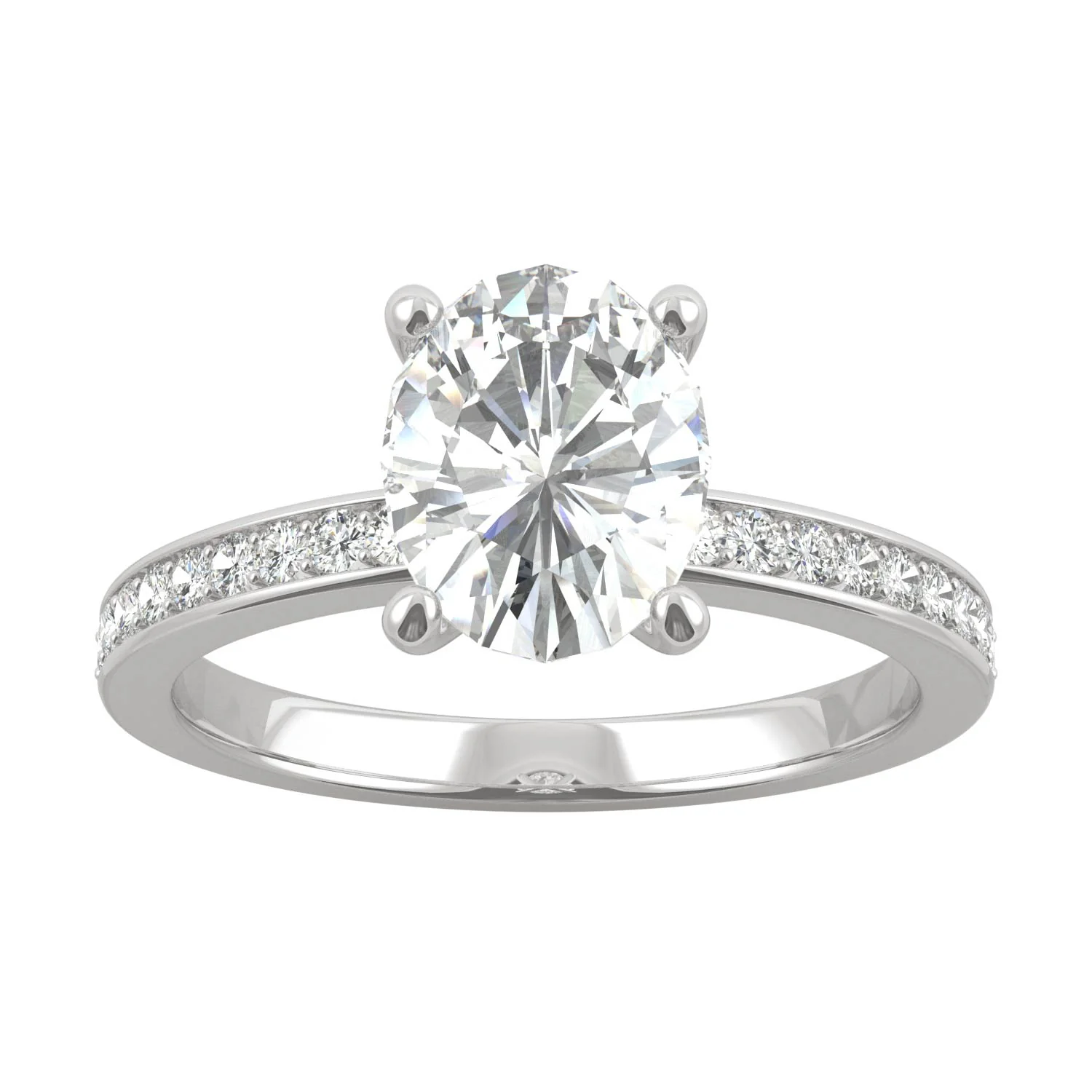 2.28 CTW DEW Oval Moissanite Engagement Ring in 14K White Gold