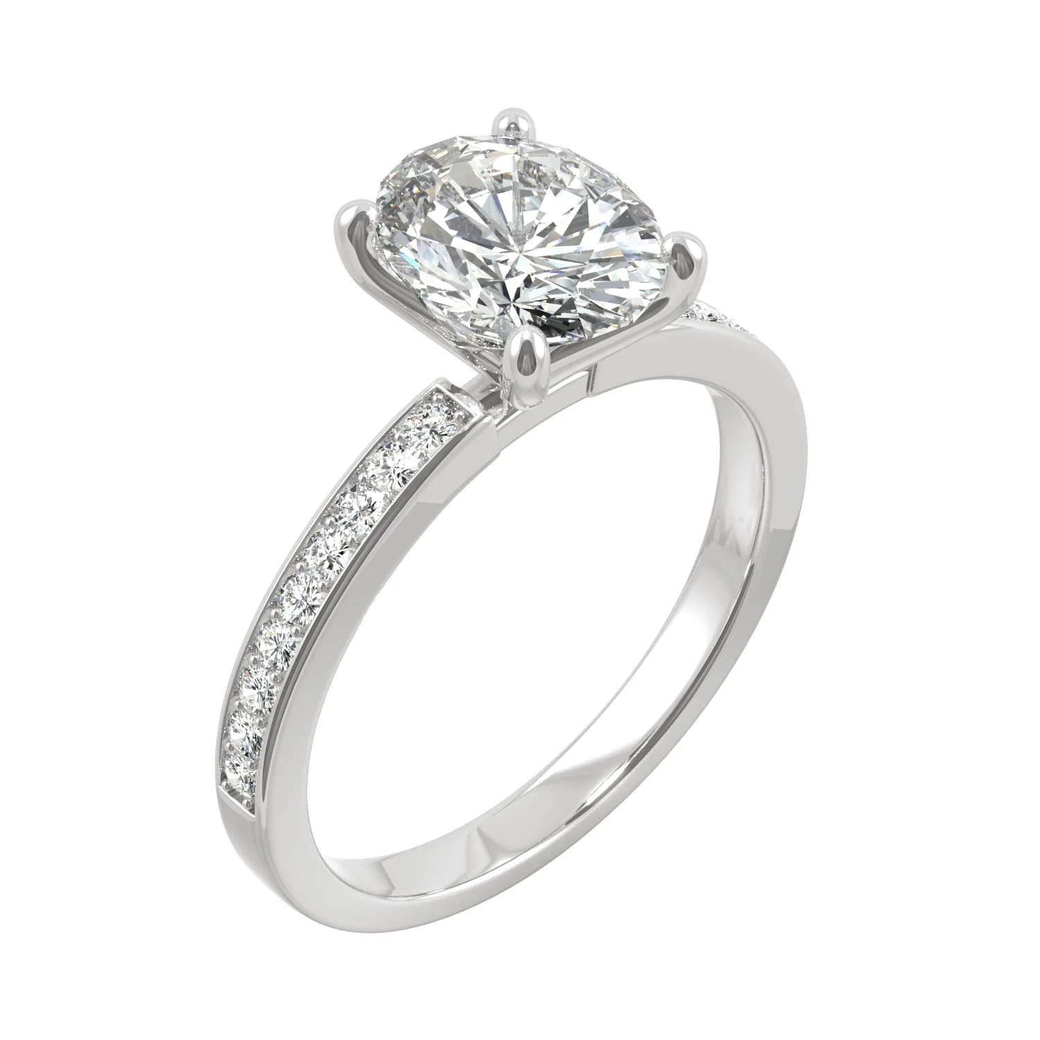 2.28 CTW DEW Oval Moissanite Engagement Ring in 14K White Gold - Image 2
