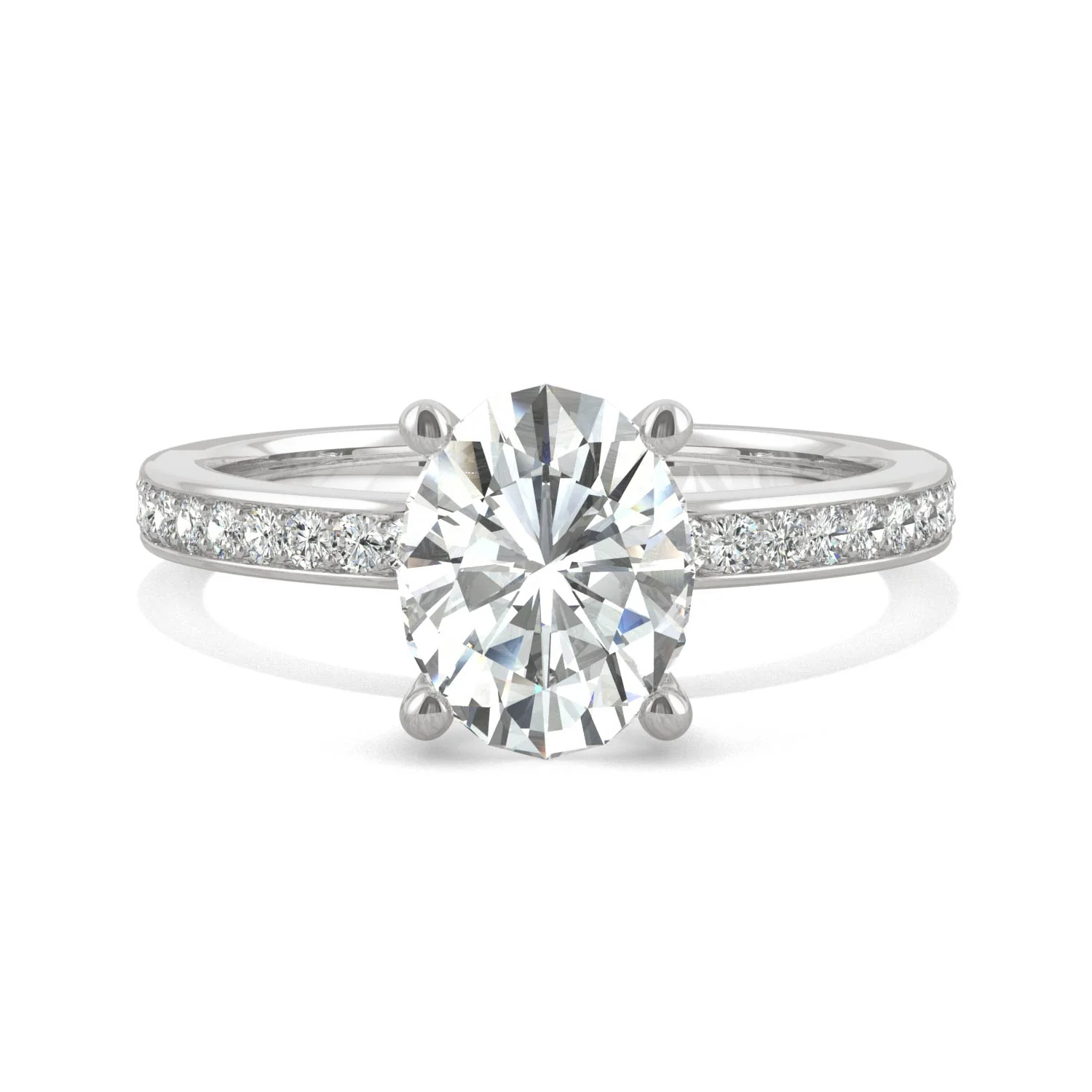 2.28 CTW DEW Oval Moissanite Engagement Ring in 14K White Gold - Image 4