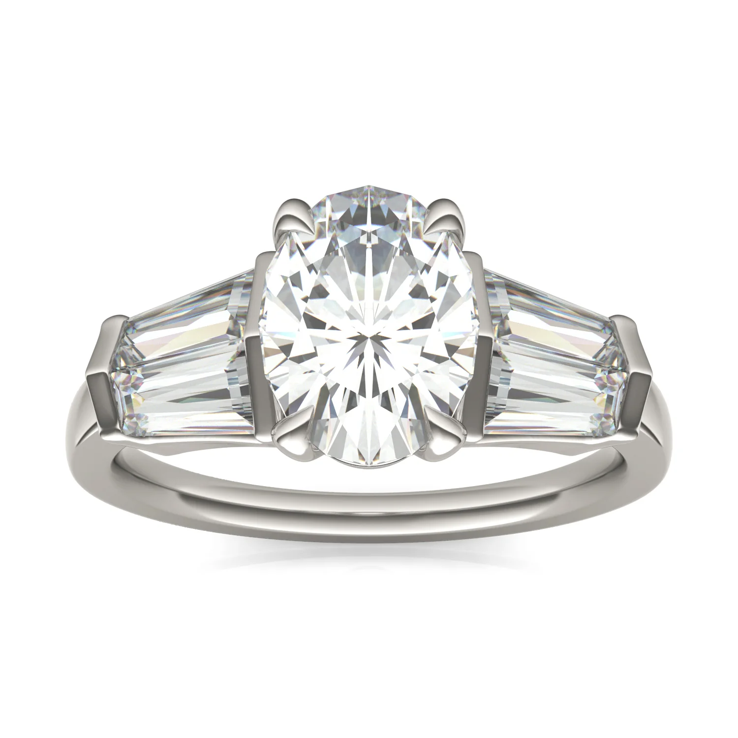 3.26 CTW DEW Oval Moissanite Five-Stone Ring in 14K White Gold