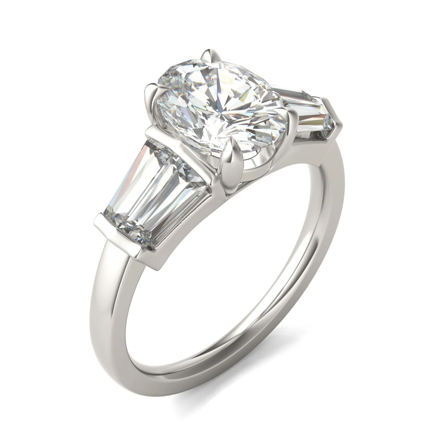 3.26 CTW DEW Oval Moissanite Five-Stone Ring in 14K White Gold - Image 2