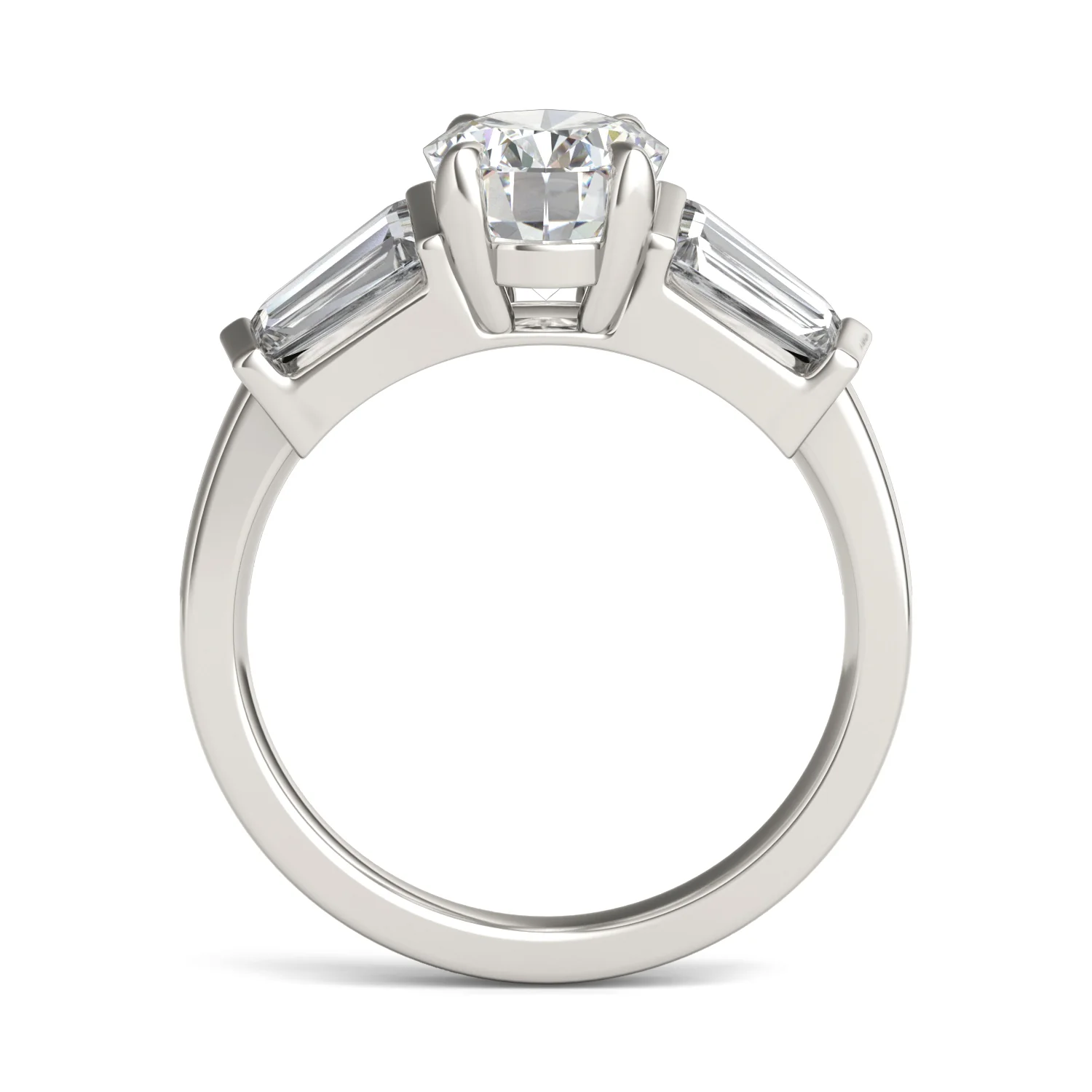 3.26 CTW DEW Oval Moissanite Five-Stone Ring in 14K White Gold - Image 3