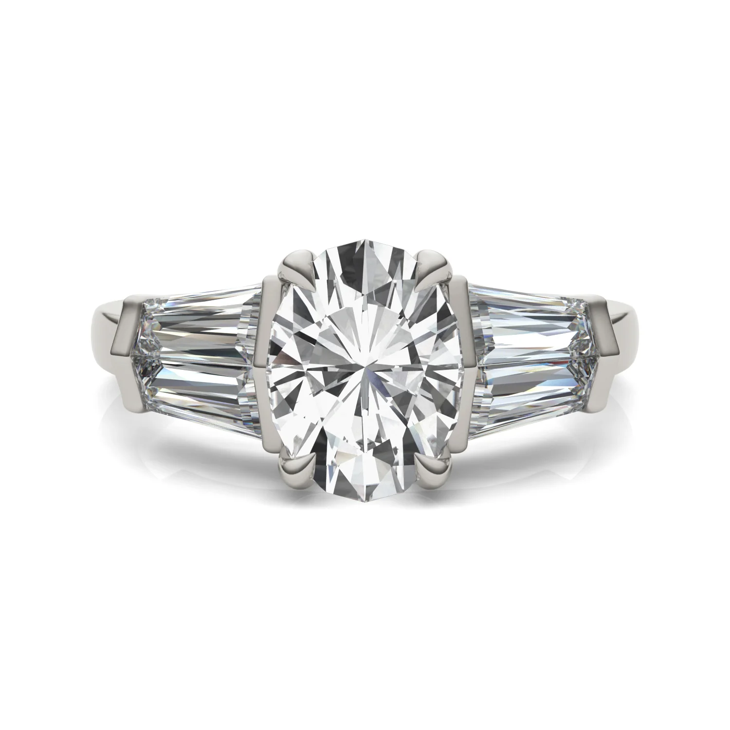 3.26 CTW DEW Oval Moissanite Five-Stone Ring in 14K White Gold - Image 4