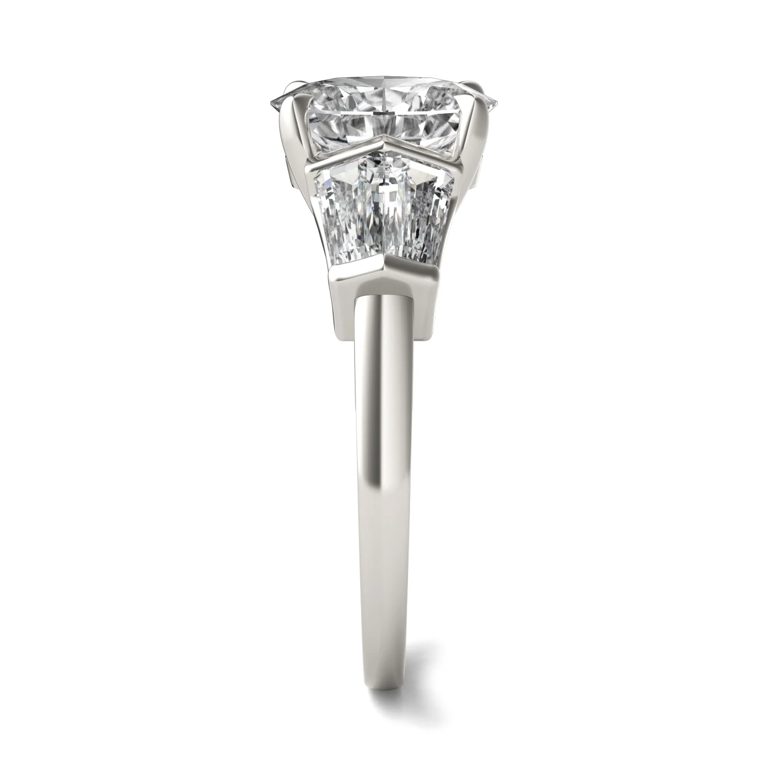 3.26 CTW DEW Oval Moissanite Five-Stone Ring in 14K White Gold - Image 5