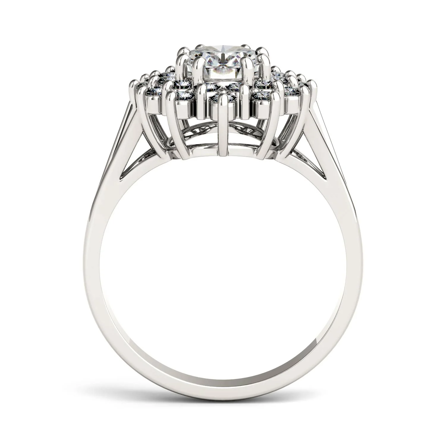 1.98 CTW DEW Oval Moissanite Floral Halo Ring in 14K White Gold - Image 4