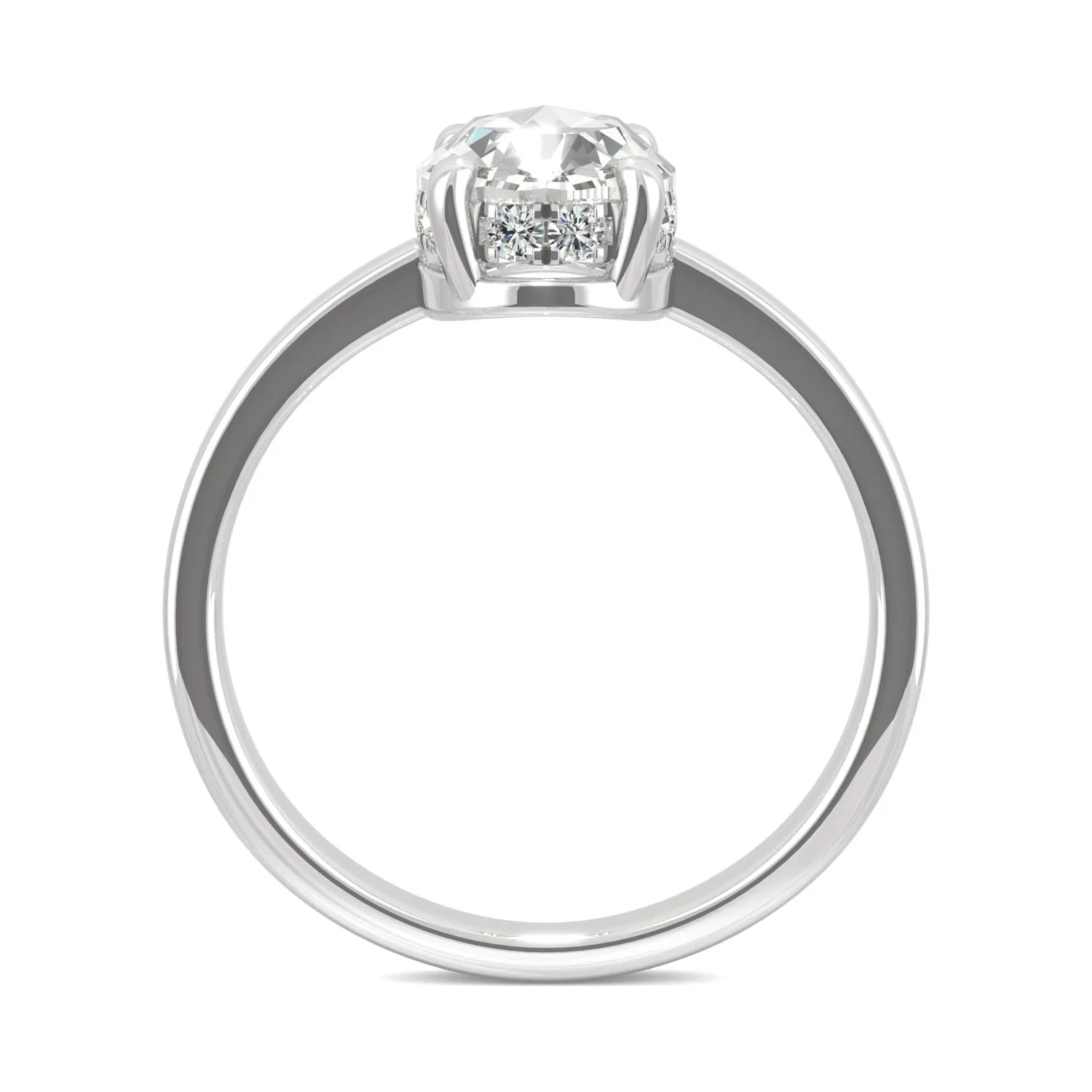 1.26 CTW DEW Oval Rose-Cut Moissanite Hidden Halo Ring in 14K White Gold - Image 3