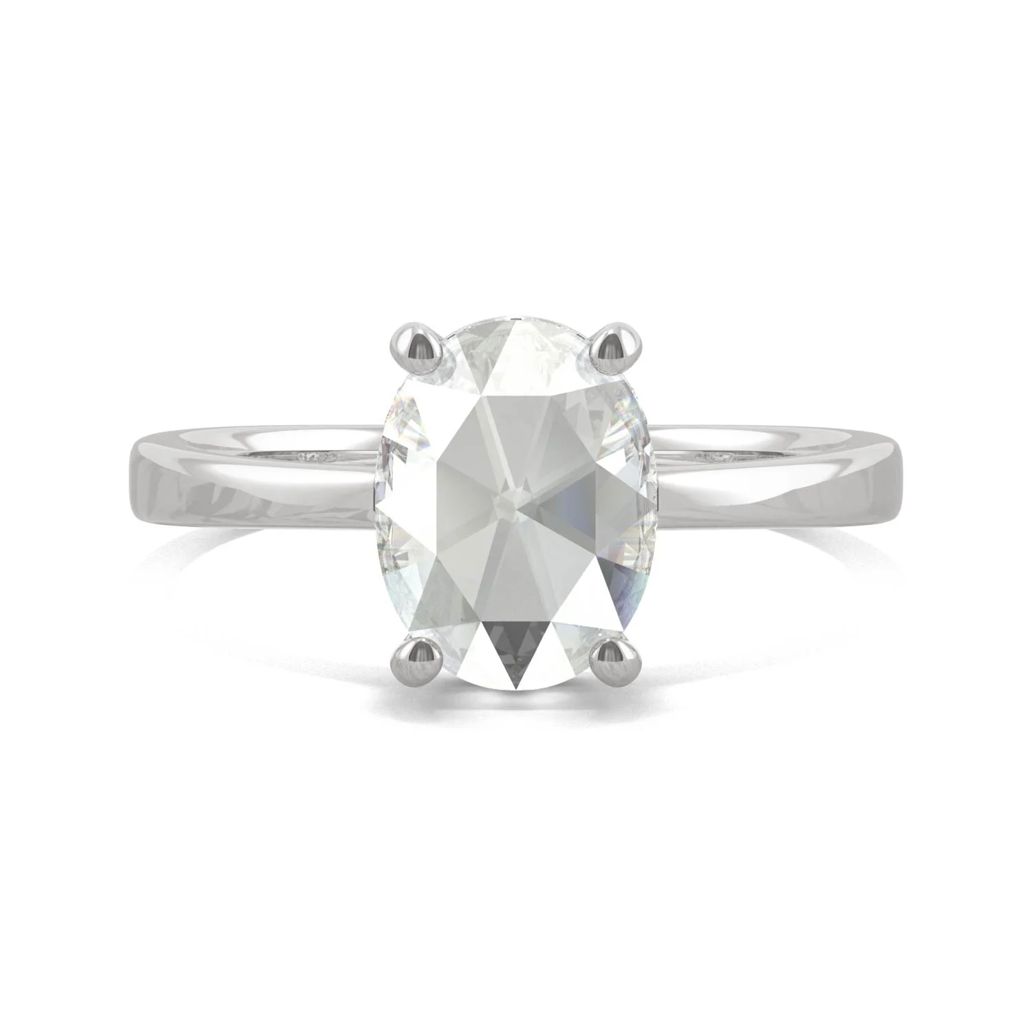 1.26 CTW DEW Oval Rose-Cut Moissanite Hidden Halo Ring in 14K White Gold - Image 4