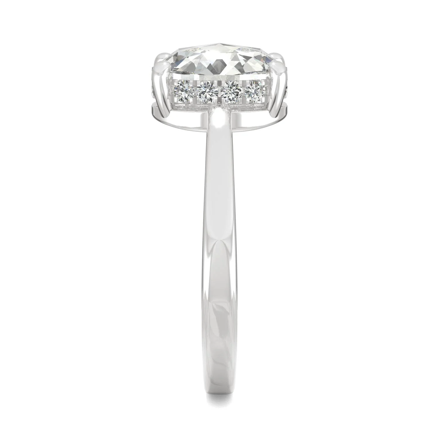 1.26 CTW DEW Oval Rose-Cut Moissanite Hidden Halo Ring in 14K White Gold - Image 5