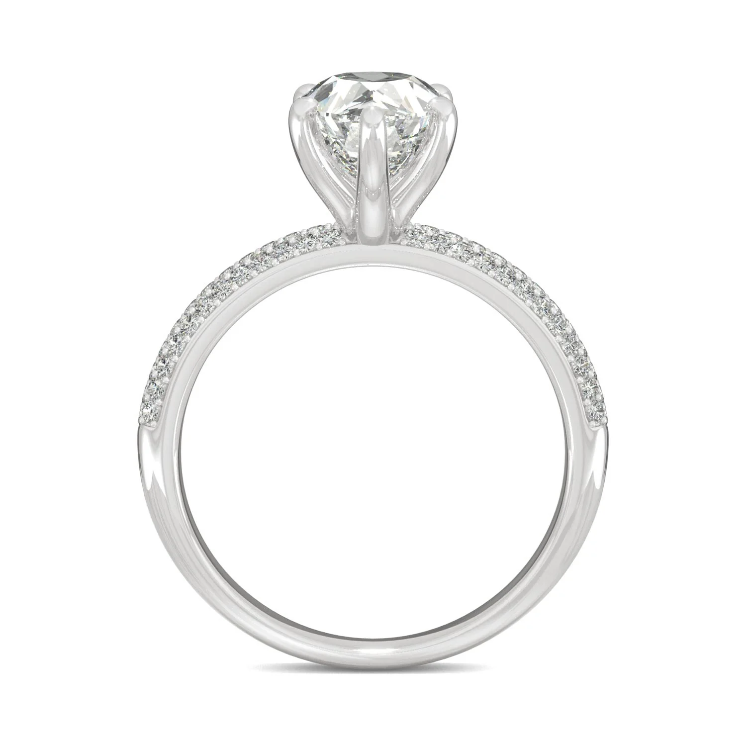 2.31 CTW DEW Pear Moissanite Pavé Engagement Ring in 14K White Gold - Image 3