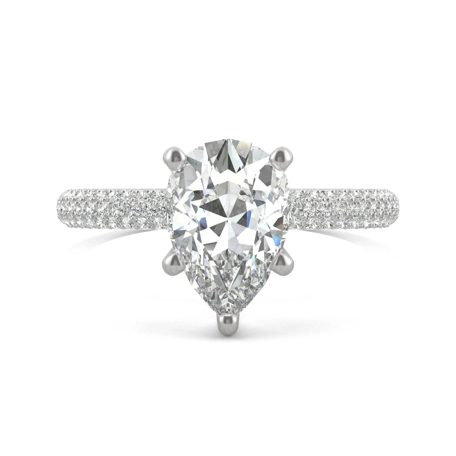2.31 CTW DEW Pear Moissanite Pavé Engagement Ring in 14K White Gold - Image 4