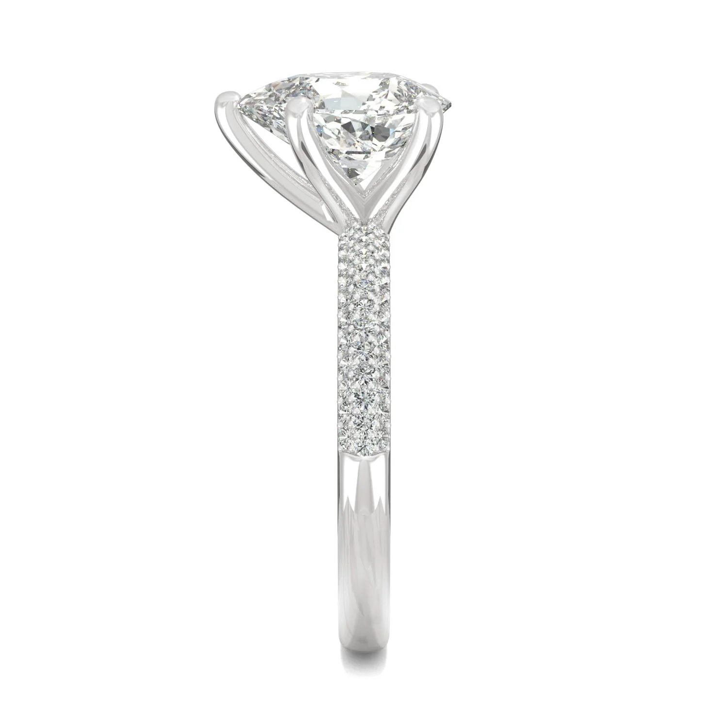 2.31 CTW DEW Pear Moissanite Pavé Engagement Ring in 14K White Gold - Image 5