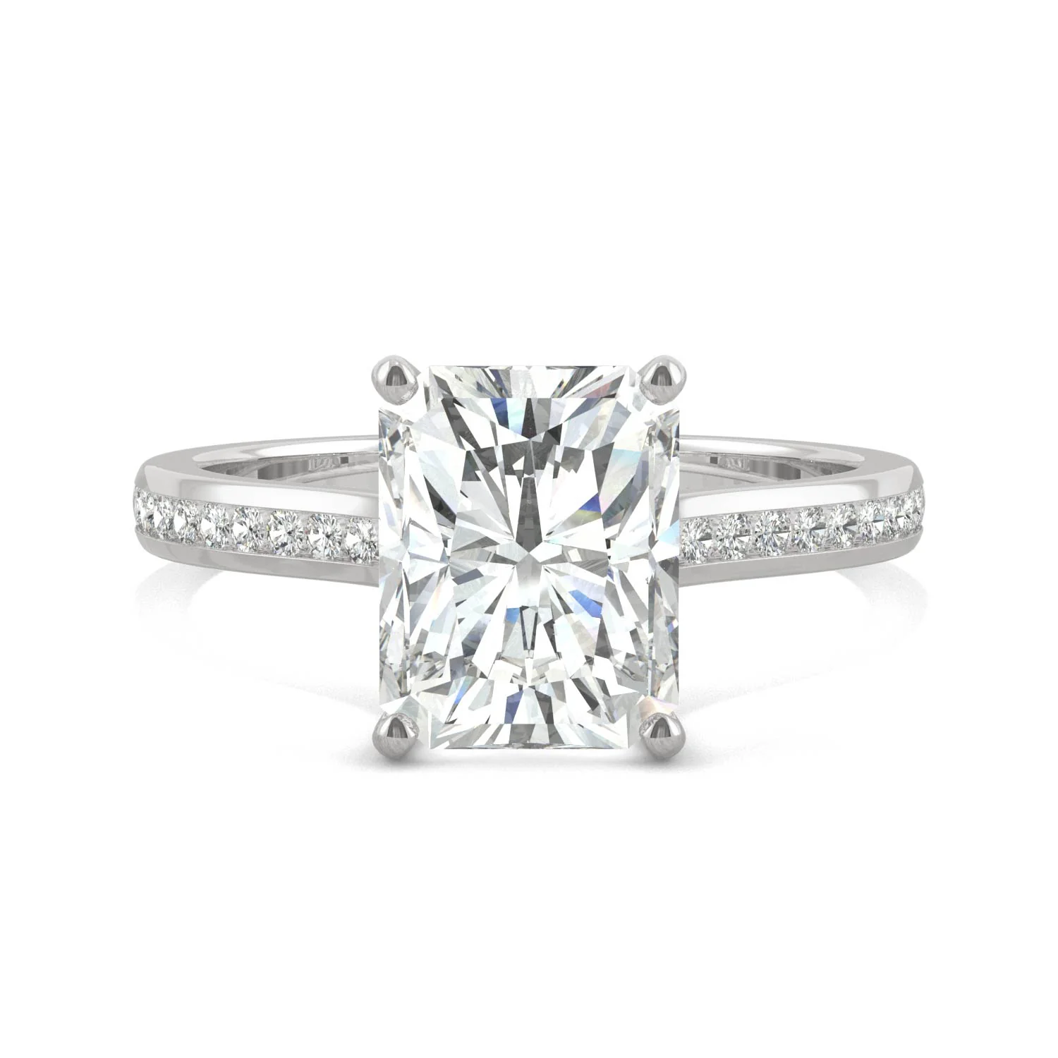 2.88 CTW DEW Radiant Moissanite Engagement Ring in 14K White Gold - Image 4