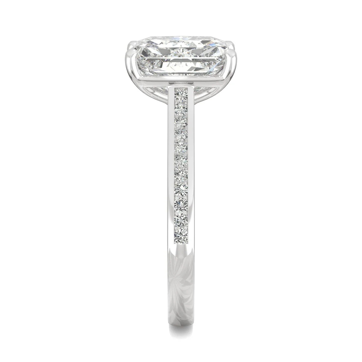 2.88 CTW DEW Radiant Moissanite Engagement Ring in 14K White Gold - Image 5