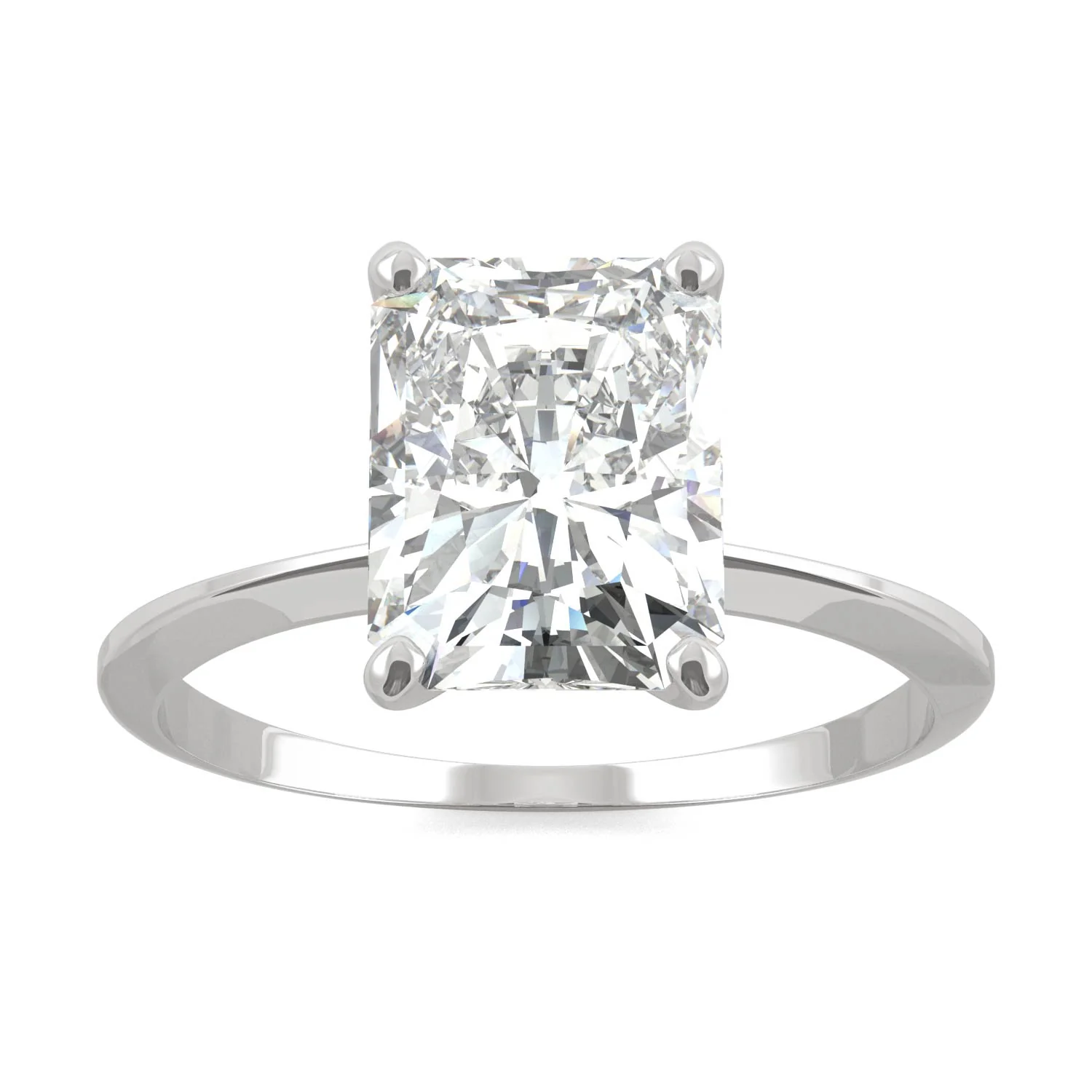 2.70 CTW DEW Radiant Moissanite Solitaire Engagement Ring in 14K White Gold
