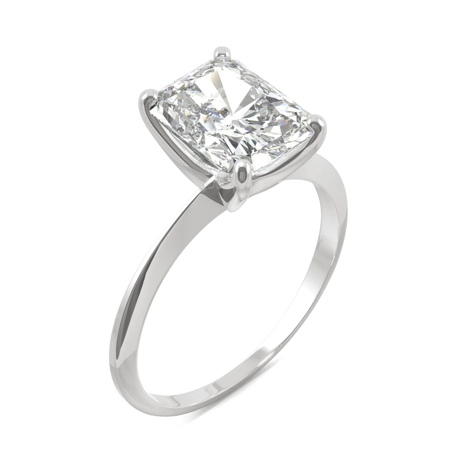 2.70 CTW DEW Radiant Moissanite Solitaire Engagement Ring in 14K White Gold - Image 2