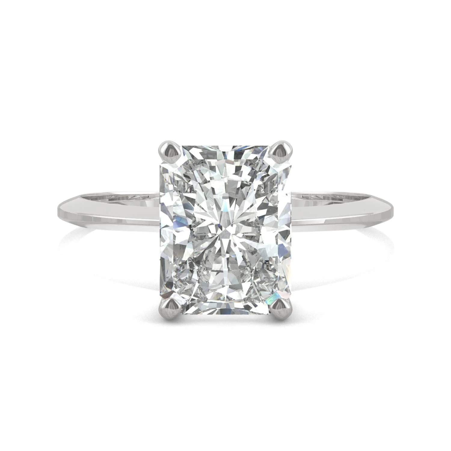 2.70 CTW DEW Radiant Moissanite Solitaire Engagement Ring in 14K White Gold - Image 4