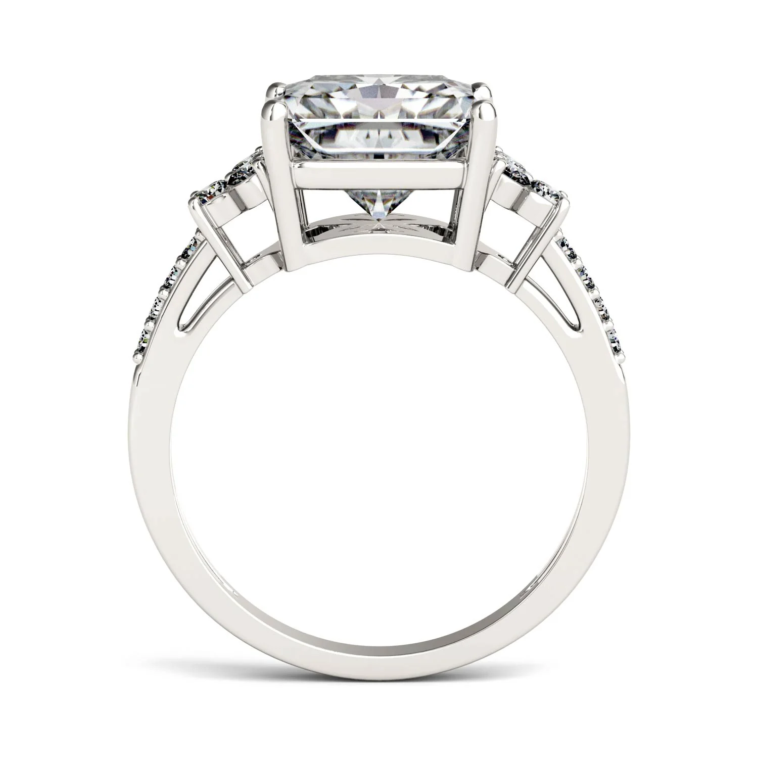 2.90 CTW DEW Radiant Moissanite Engagement Ring in 14K White Gold - Image 3